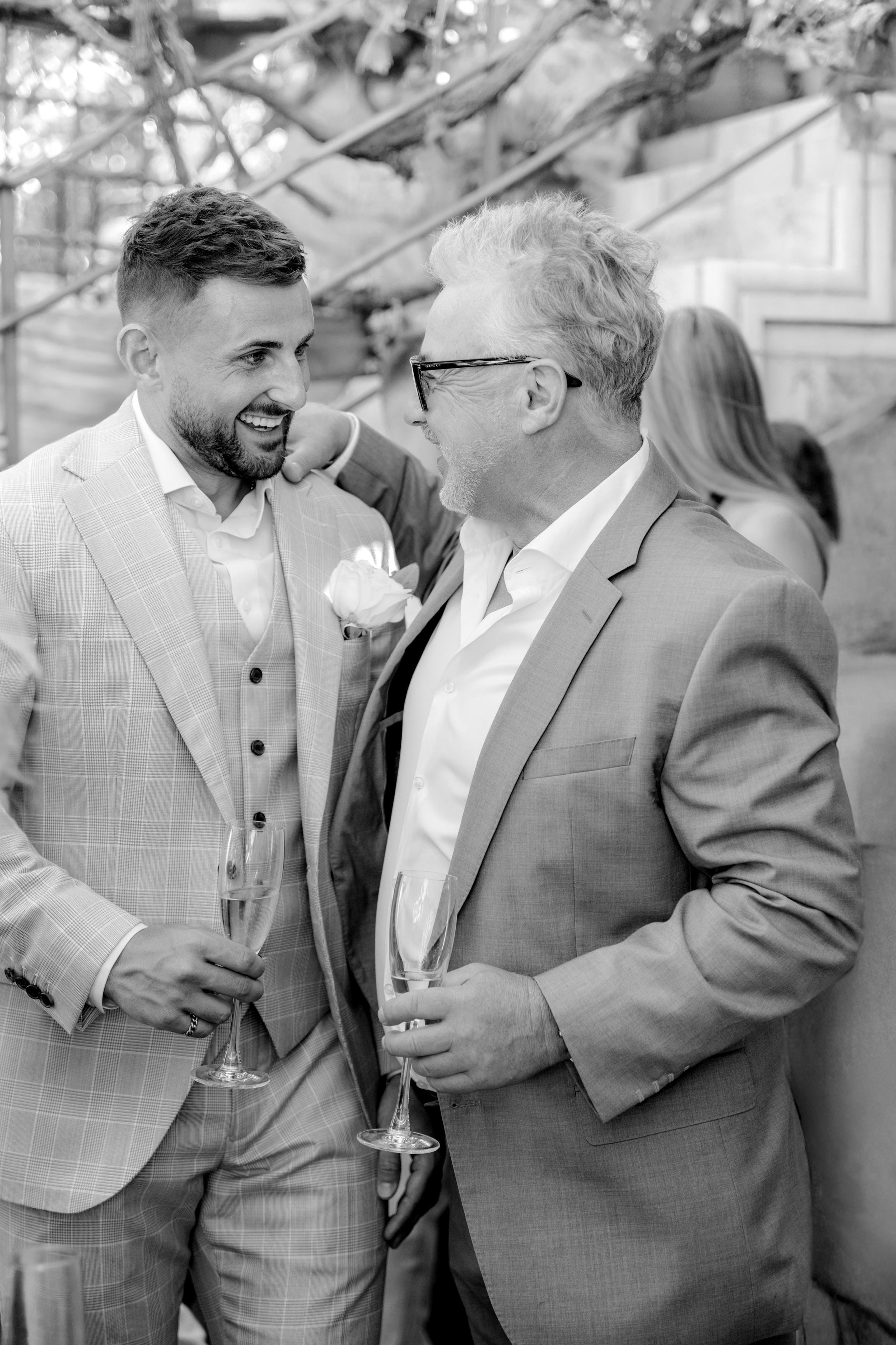 The groom is happy after the ceremony in Lindos, Rhodes, Greece