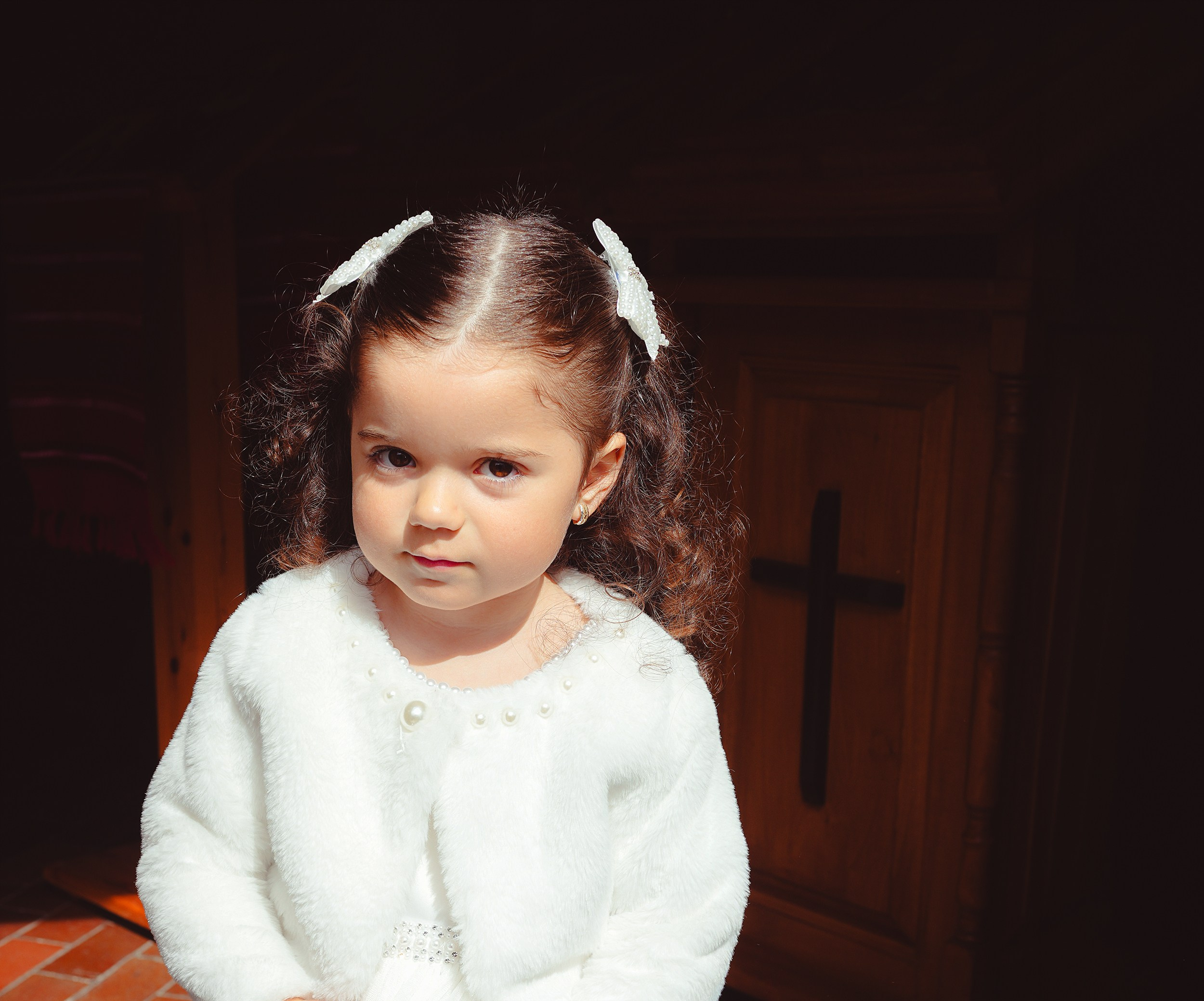 Portrait of a young child at a celebration.