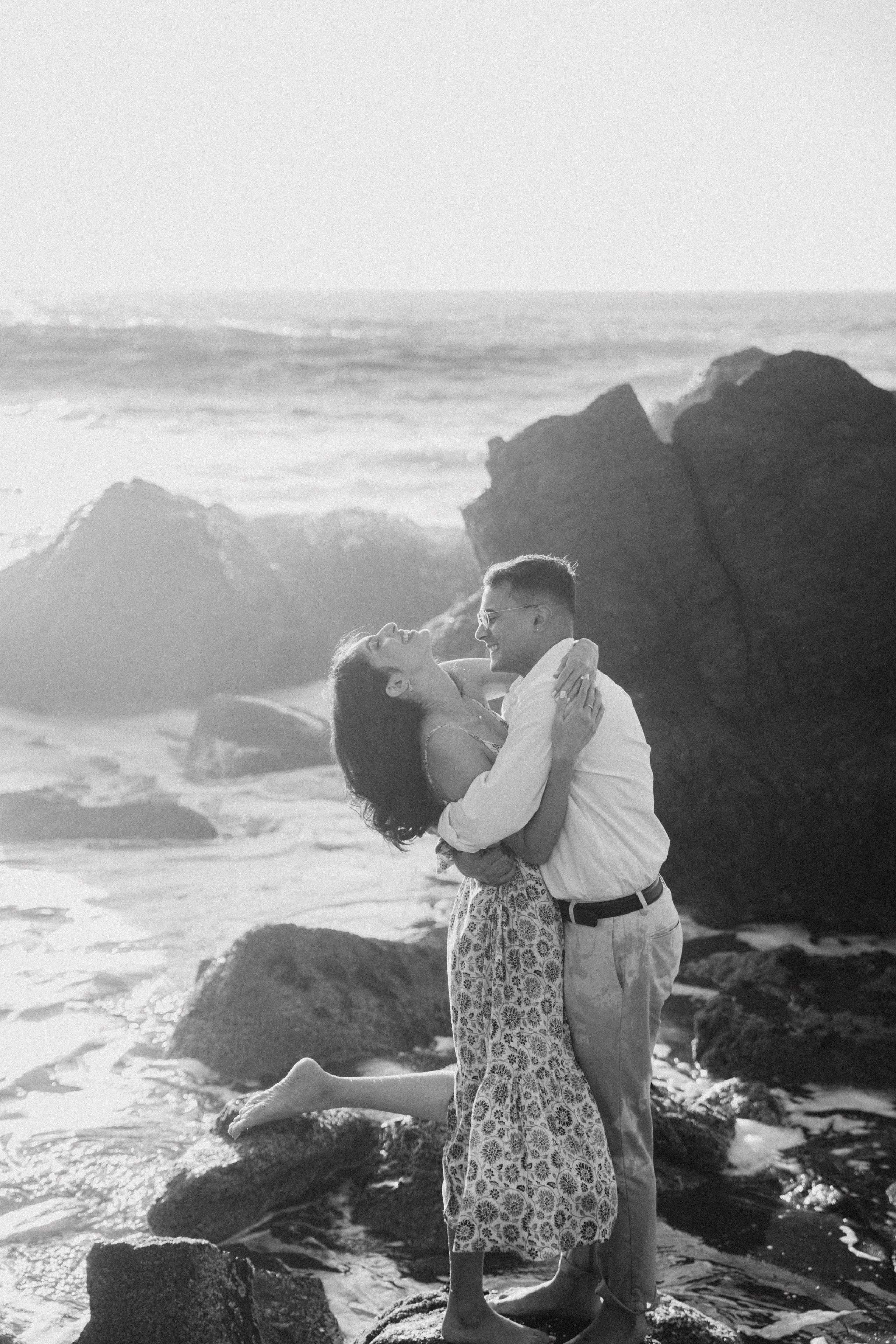 Engagement and Couple’s Photoshoot at Marshall’s Beach with iconic Golden Gate bridge view. Soulo Photography | San Francisco Bay Area Based Photographer
