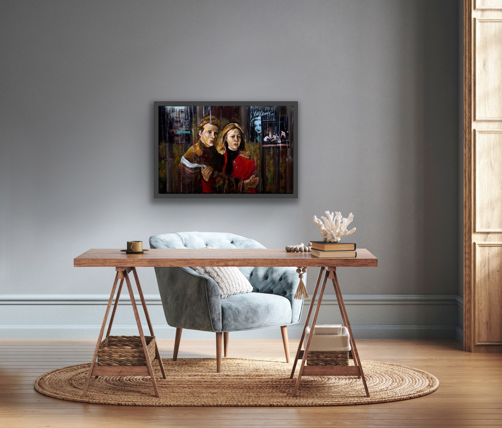 Contemporary oil painting on canvas, depicting scenes from iconic movies, ideal for film enthusiasts and modern art collectors, as well as for stylish interior decoration. Available for sale