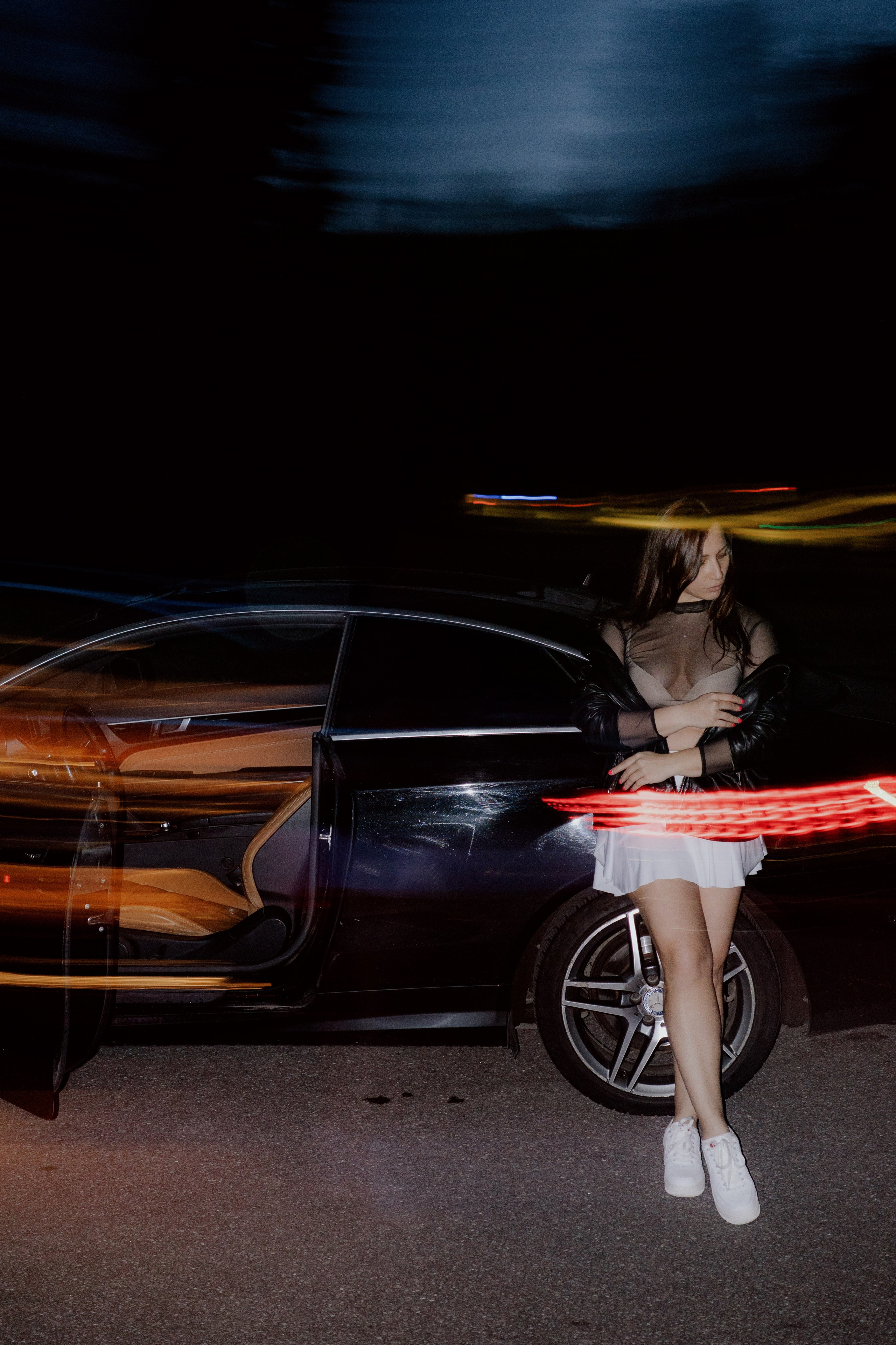 Night, Natalia, Car. Videographer and photographer in New York // MAKAROV.VIDEO