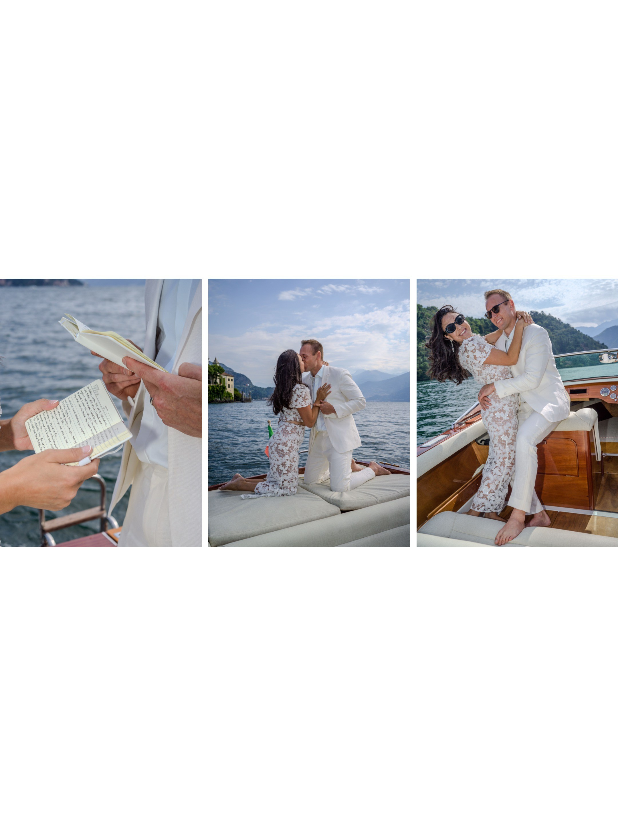 Bride and groom exchanging vows at Lake Como villa