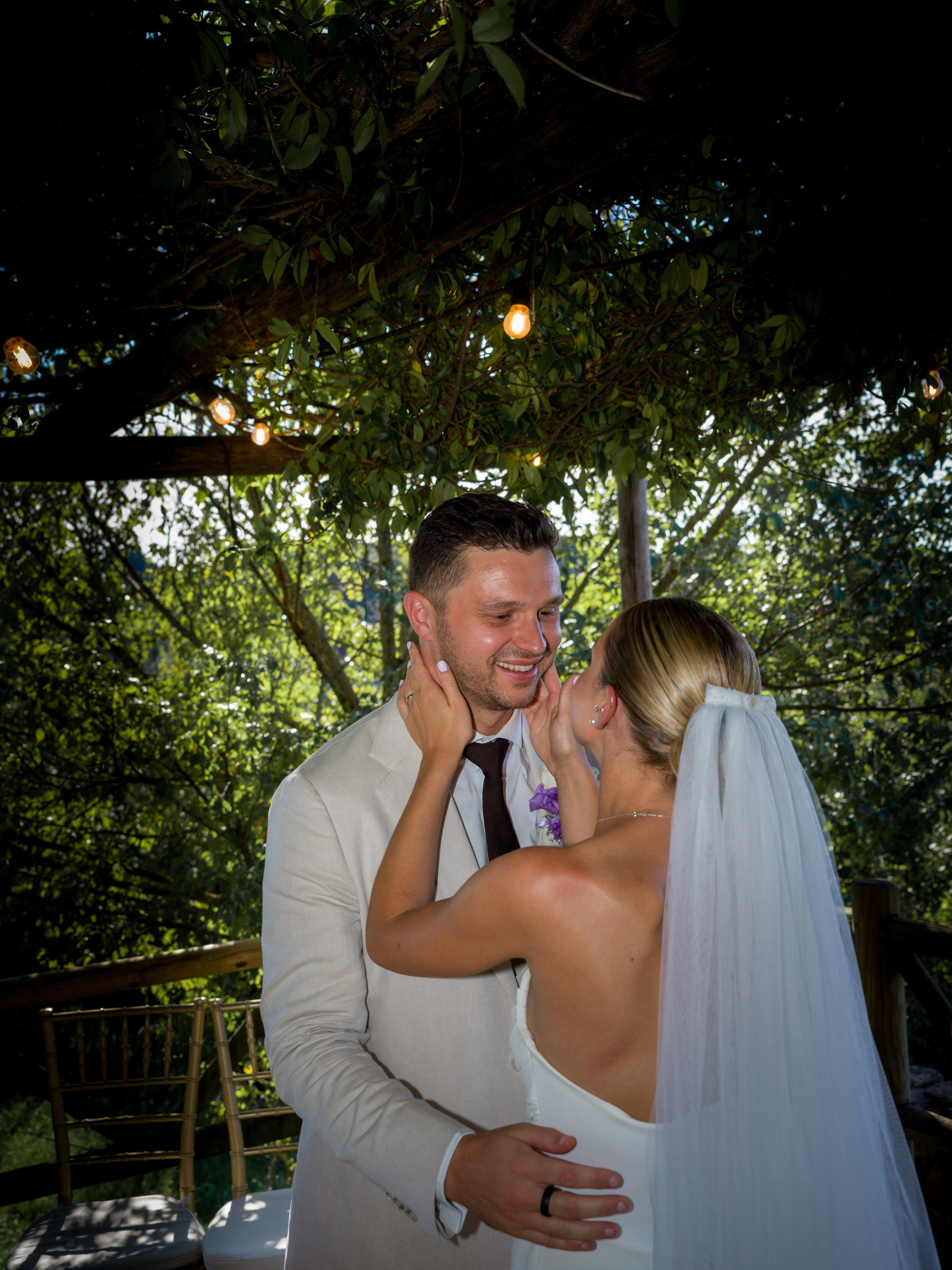 A destination wedding surrounded by olive trees and vineyards.