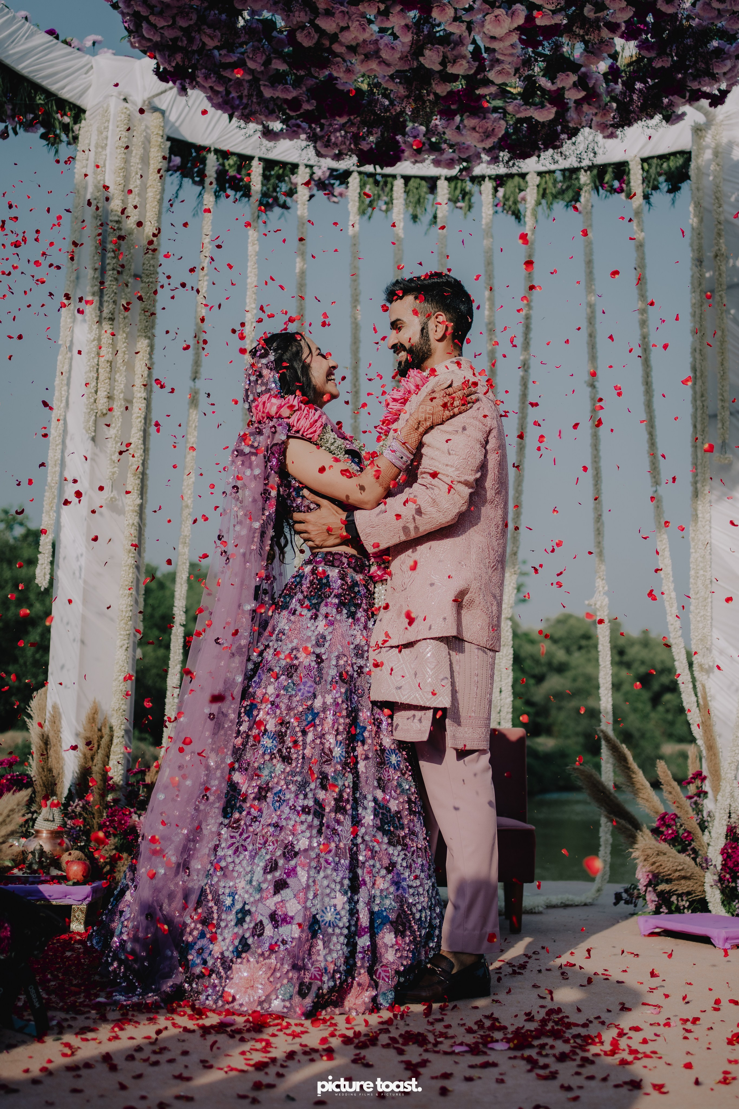 Varamala Ft. Barbie & Aneesh. Fine art Wedding Photographers in India & Canada