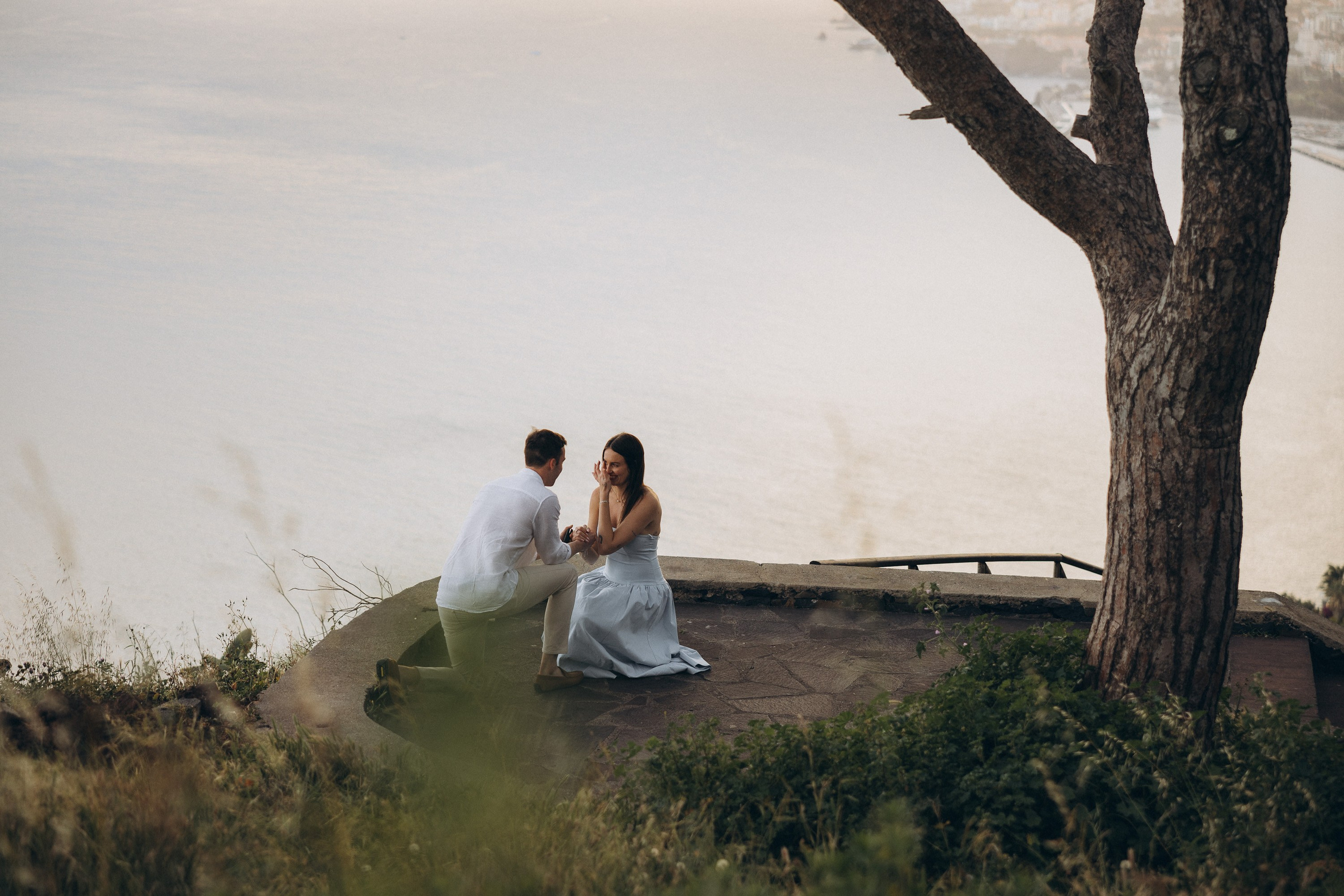 Surprise proposal in Funchal — couple sharing emotional moment in Madeira.