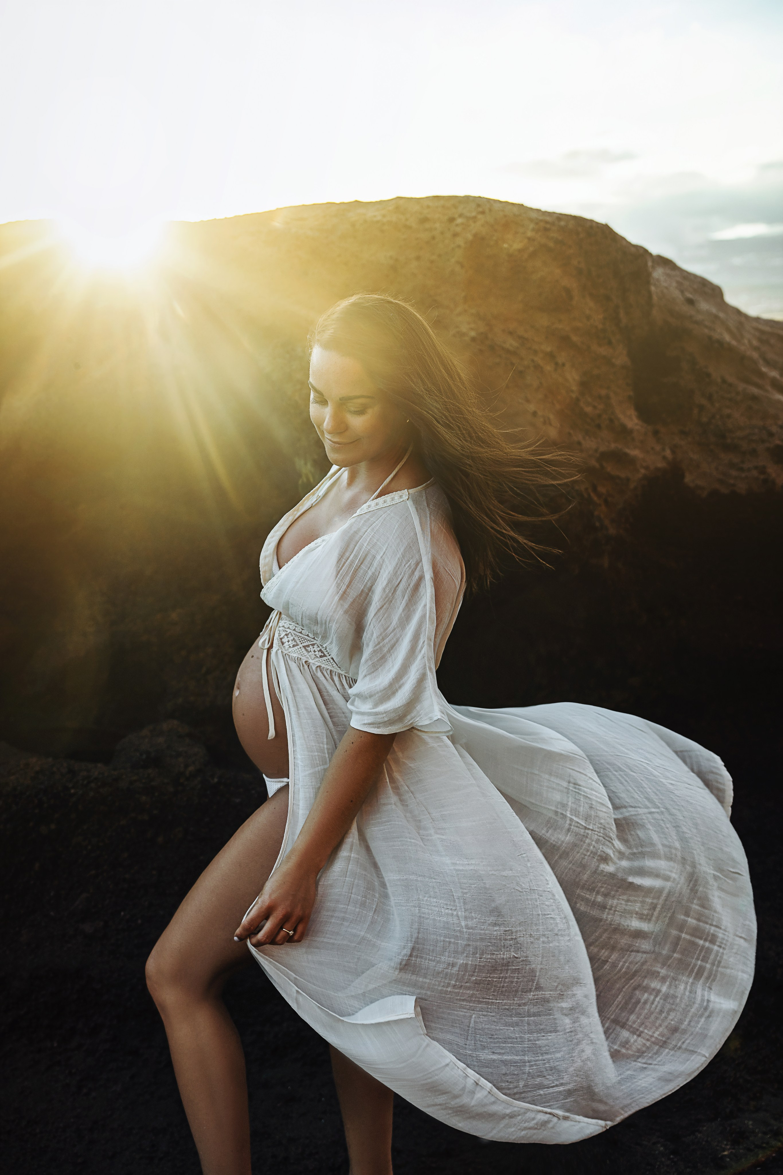 Фотосессия беременности на Тенерифе — съёмка для будущих мам. Таня Боннет | Профессиональный фотограф на Тенерифе — Летящие платья