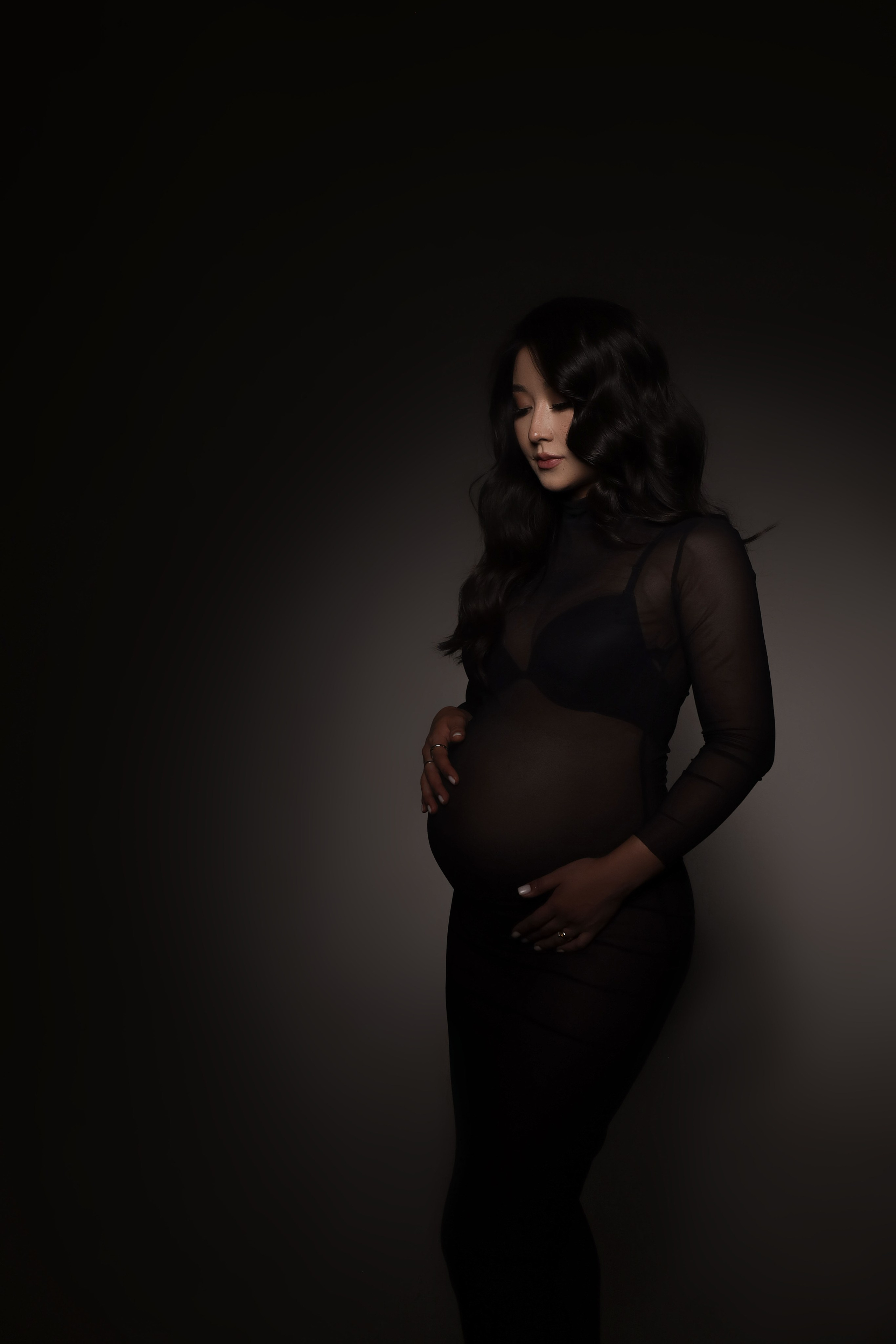 прозрачное черное платье ,размер S\M. высокая горловина,длина в пол