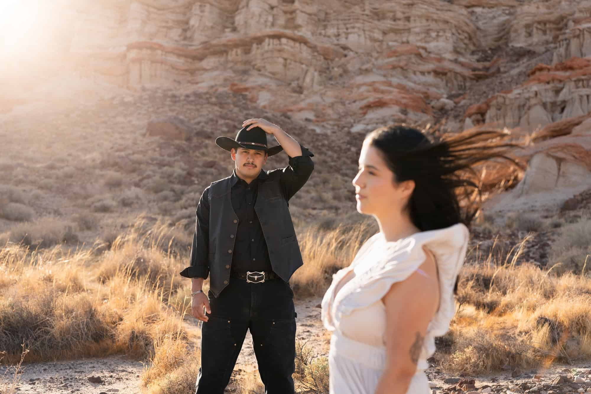 Cowboy themed Adventure Engagement. Cinematic Wedding & Elopement Photography in Los Angeles | Inspired by Indie Film & Real Life