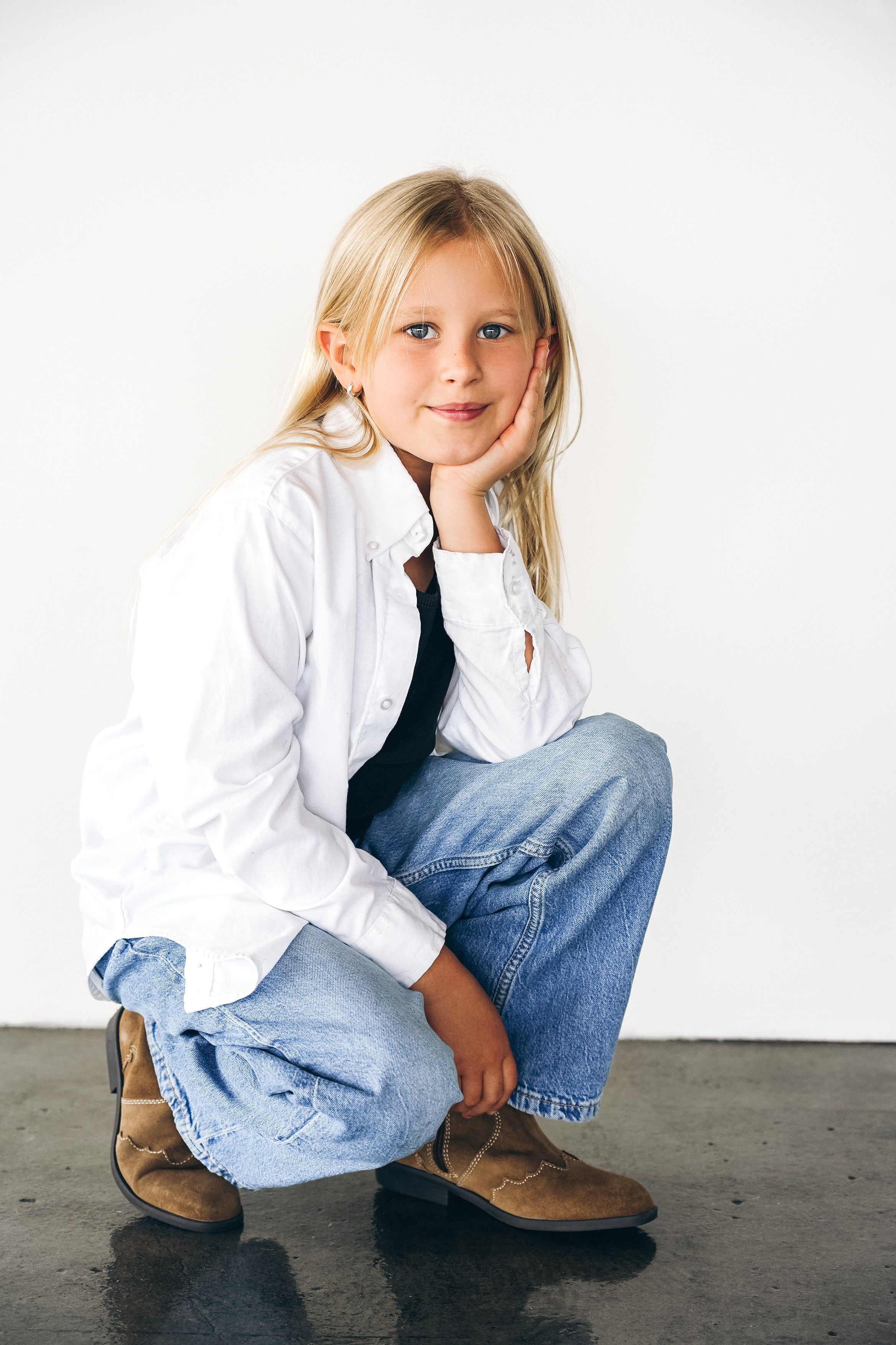 Natural light child headshot for commercial modeling portfolio
