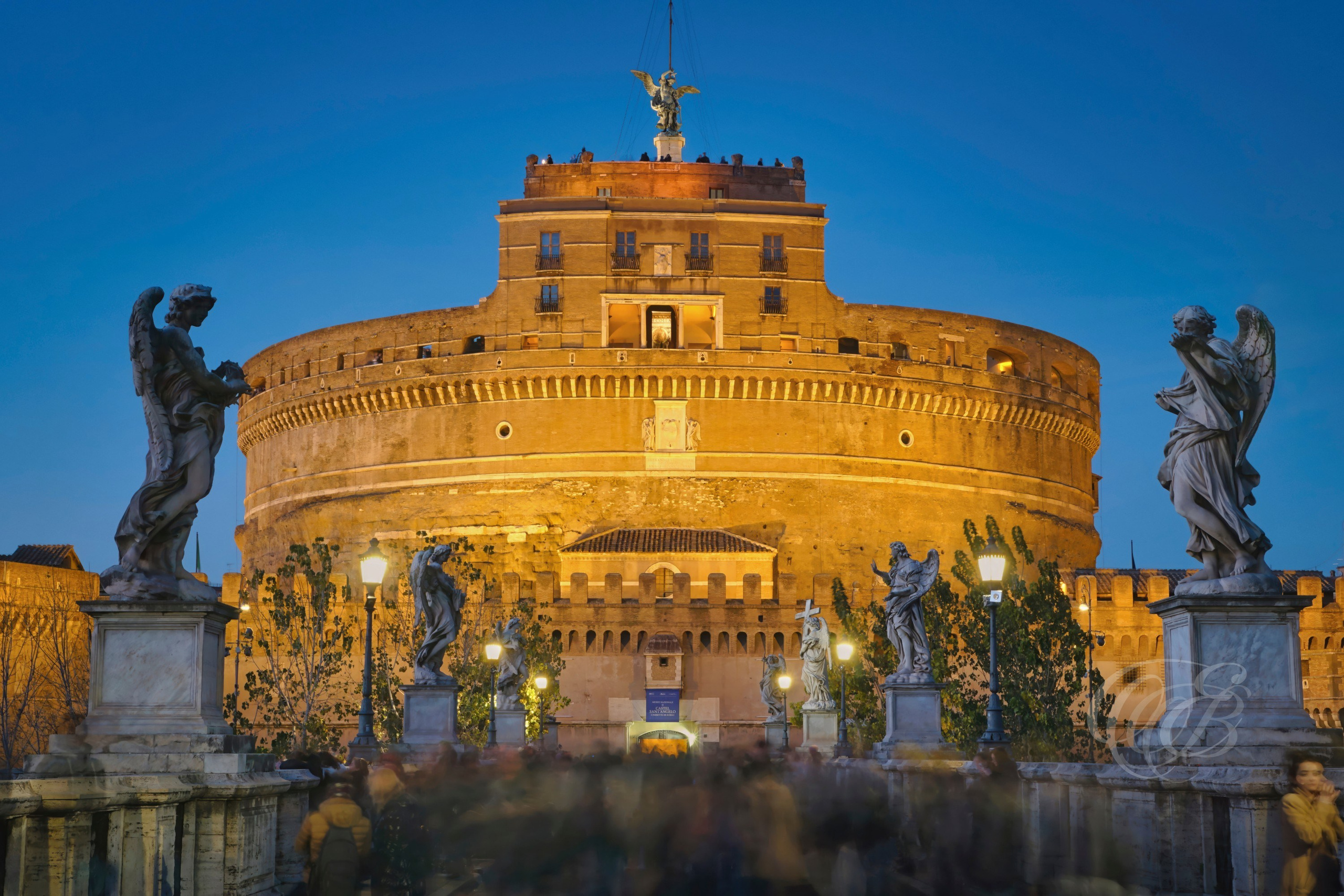 Rome, Italy – This fine art photograph captures Castel Sant’Angelo at evening, its sturdy silhouette softened by fading light. The calm air and deepening shadows reveal the fortress’s timeless presence beside the Tiber, a sentinel standing watch over Rome’s history. Eduardo Bartoli Photography.