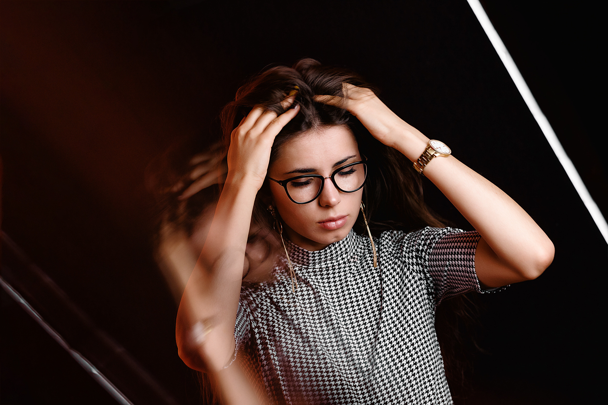 Girl portrait in a photo studio, on a black background, Dimitri Ilkov, photographer Edmonton