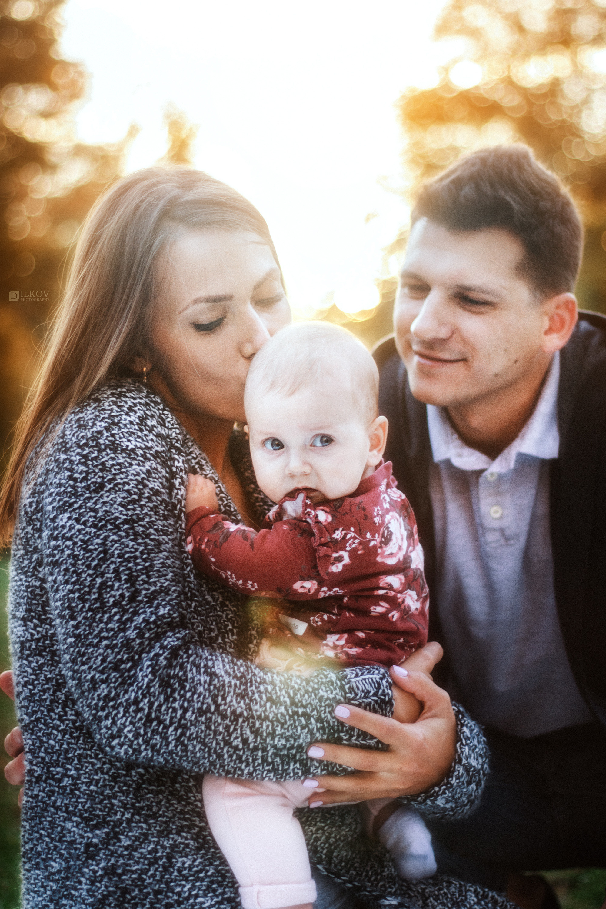 Smiling family of three in nature outdoor photo session, Dimitri Ilkov photography, Edmonton