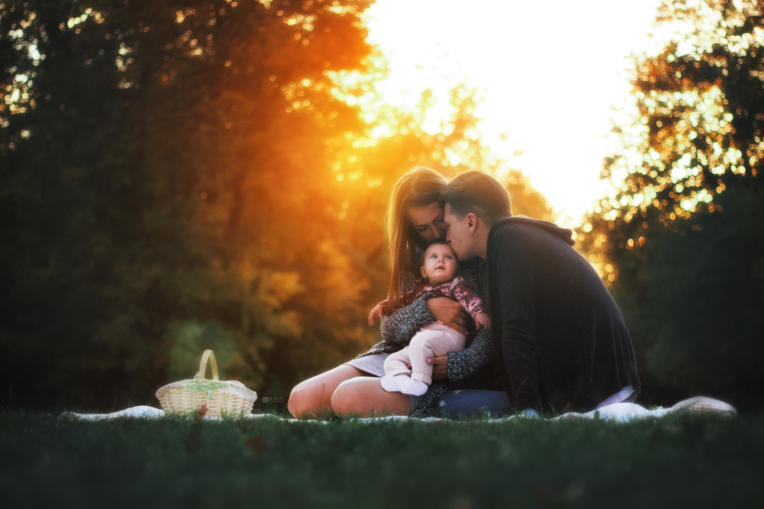 Smiling family of three in nature outdoor photo session, Dimitri Ilkov photography, Edmonton