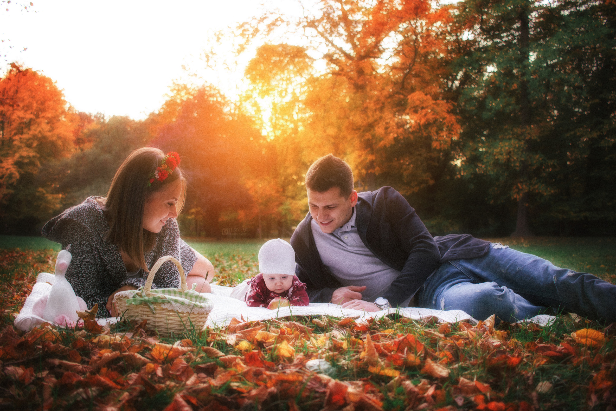 Smiling family of three in nature outdoor photo session, Dimitri Ilkov photography, Edmonton