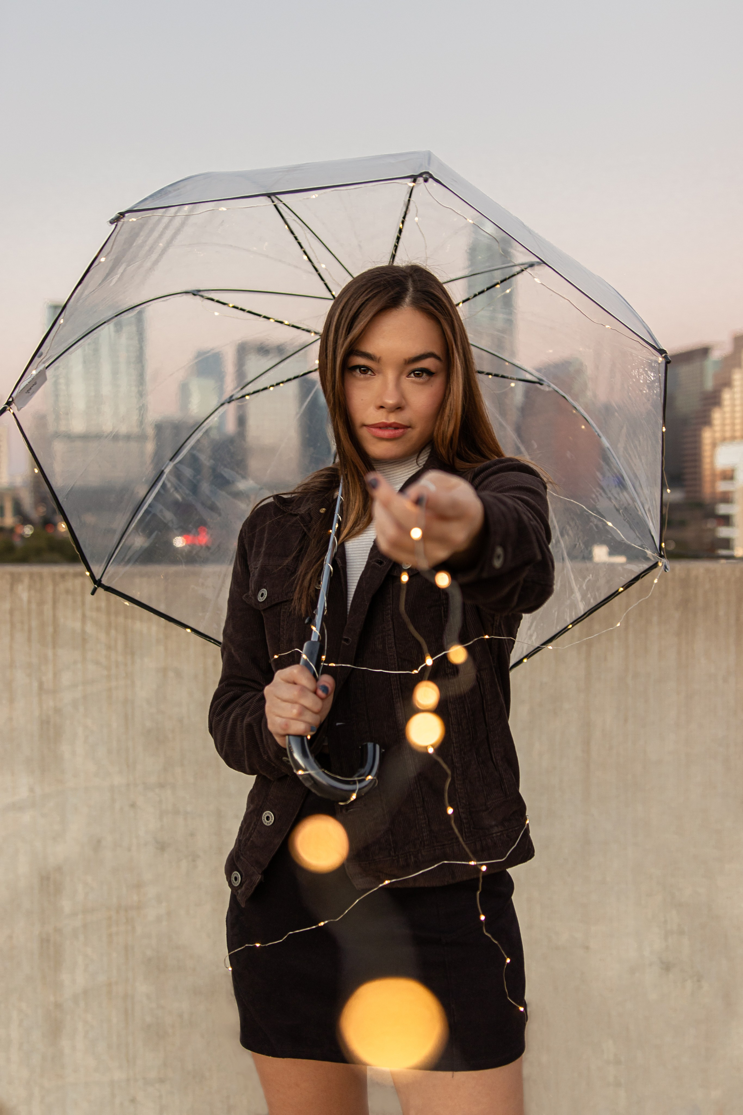 Anna’s photoshoot on a rooftop in downtown Austin