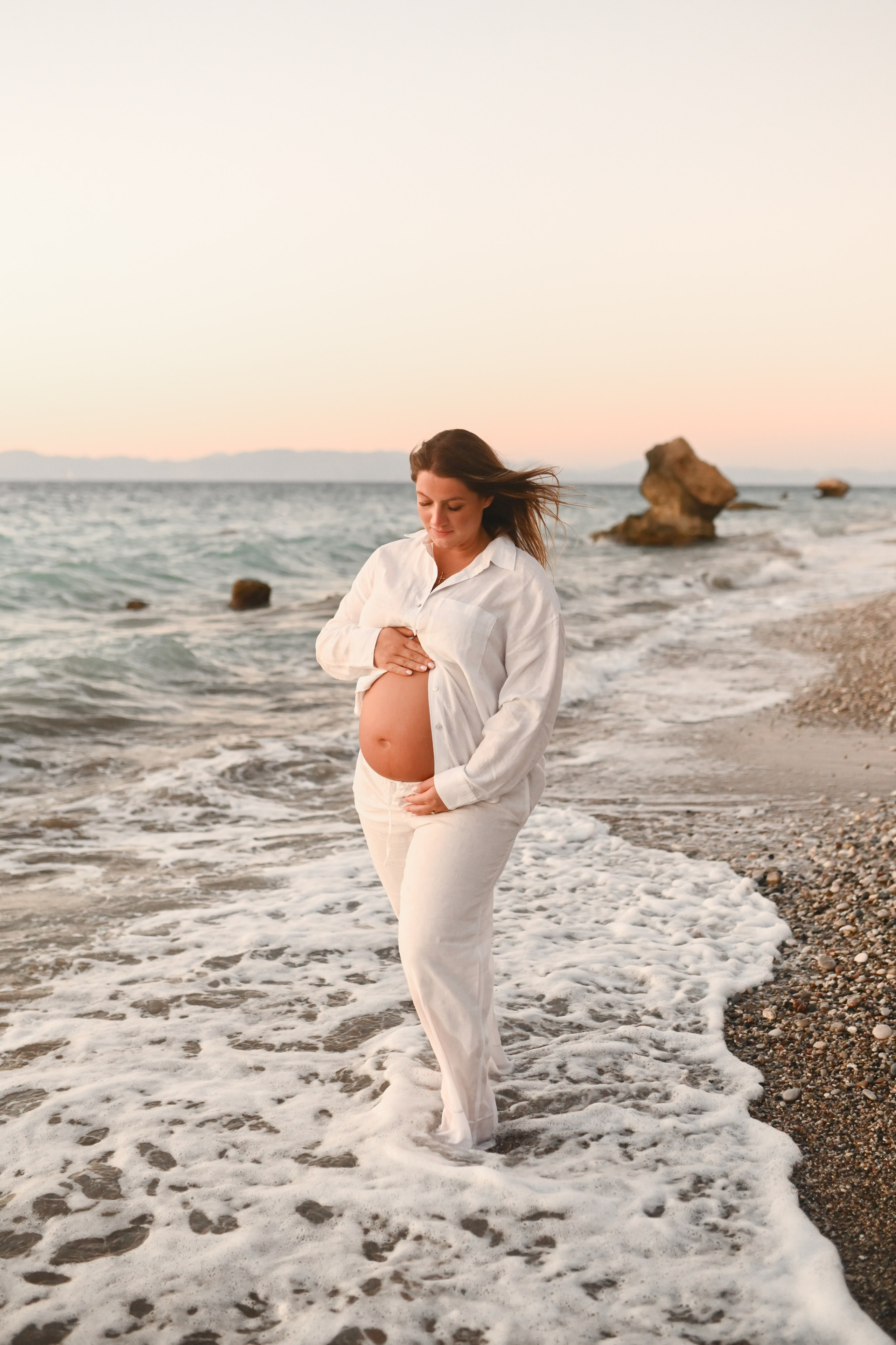 Romantic Beach Photoshoot in Rhodes — Couples & Maternity Photography at Sunset. Photographer in Rhodes Island