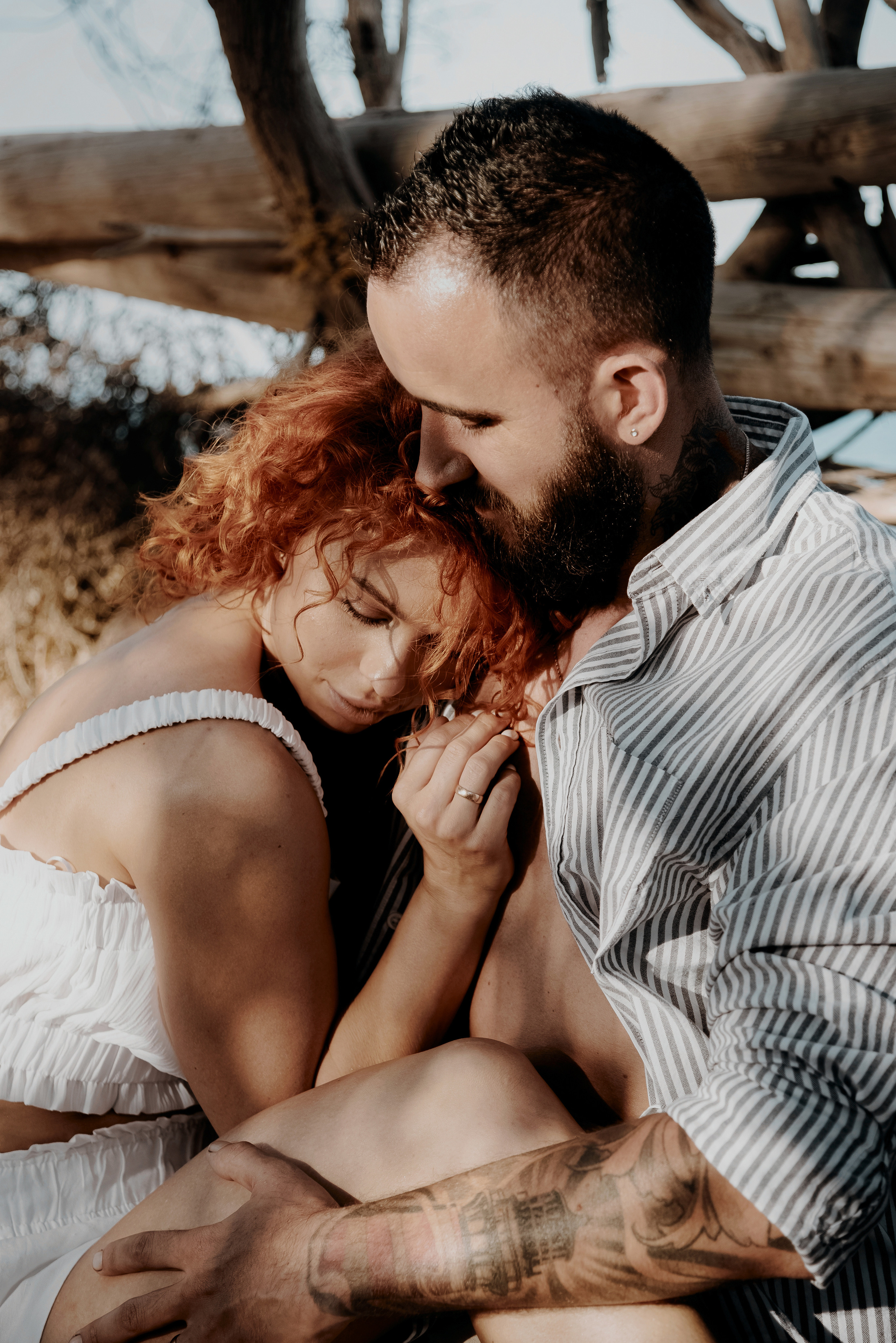 Love story on a wild beach in Spain