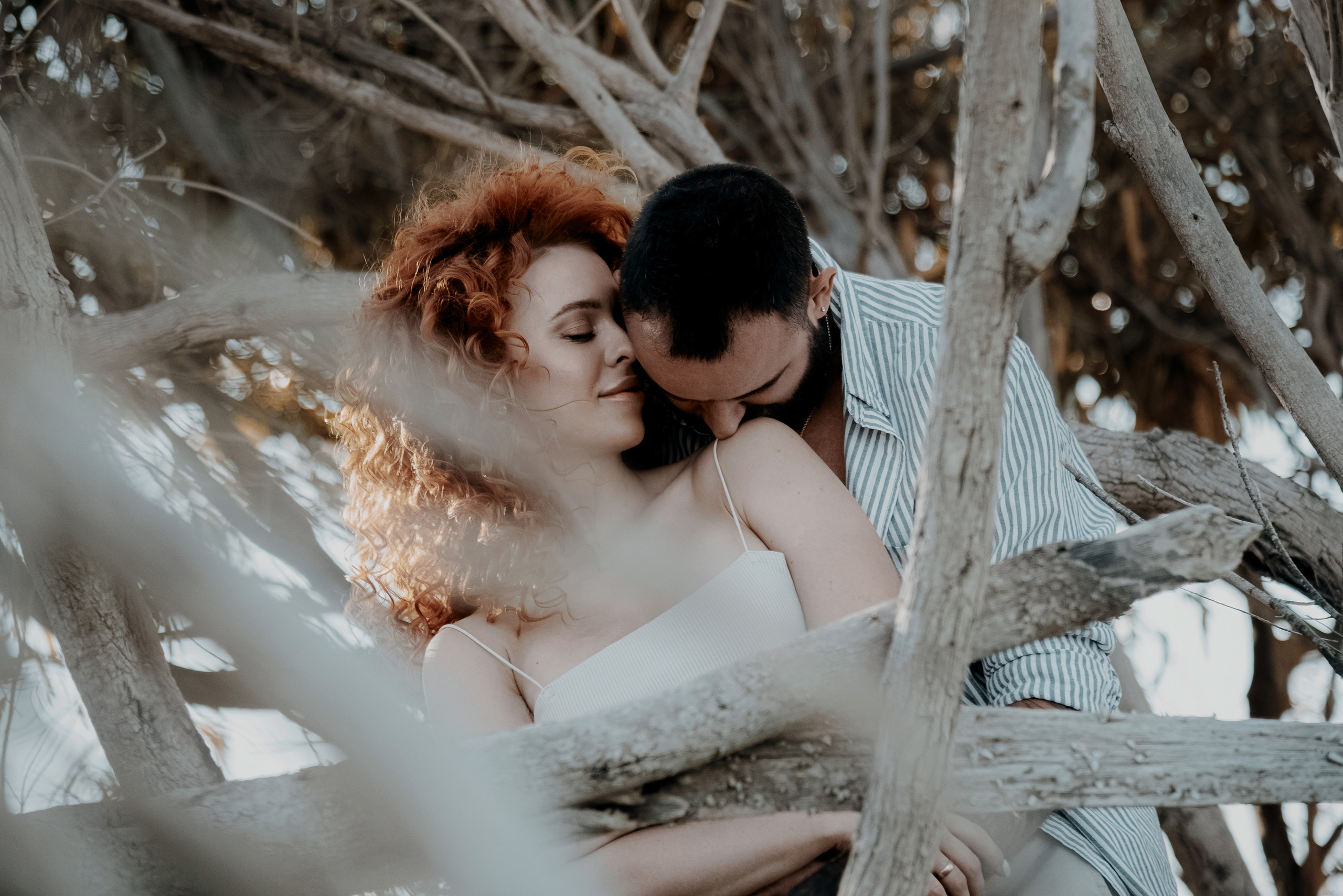 Love story on a wild beach in Spain