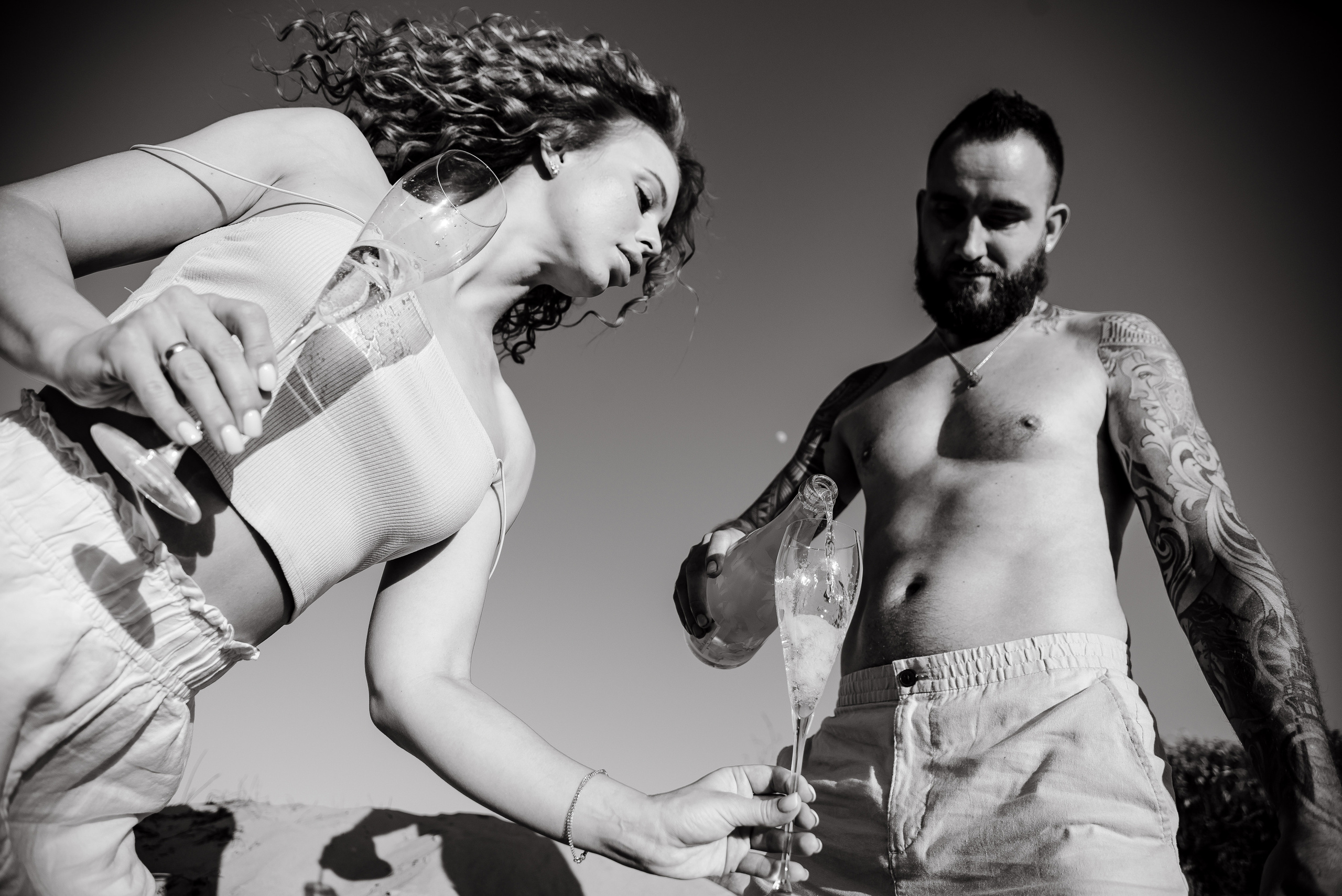 Love story on a wild beach in Spain