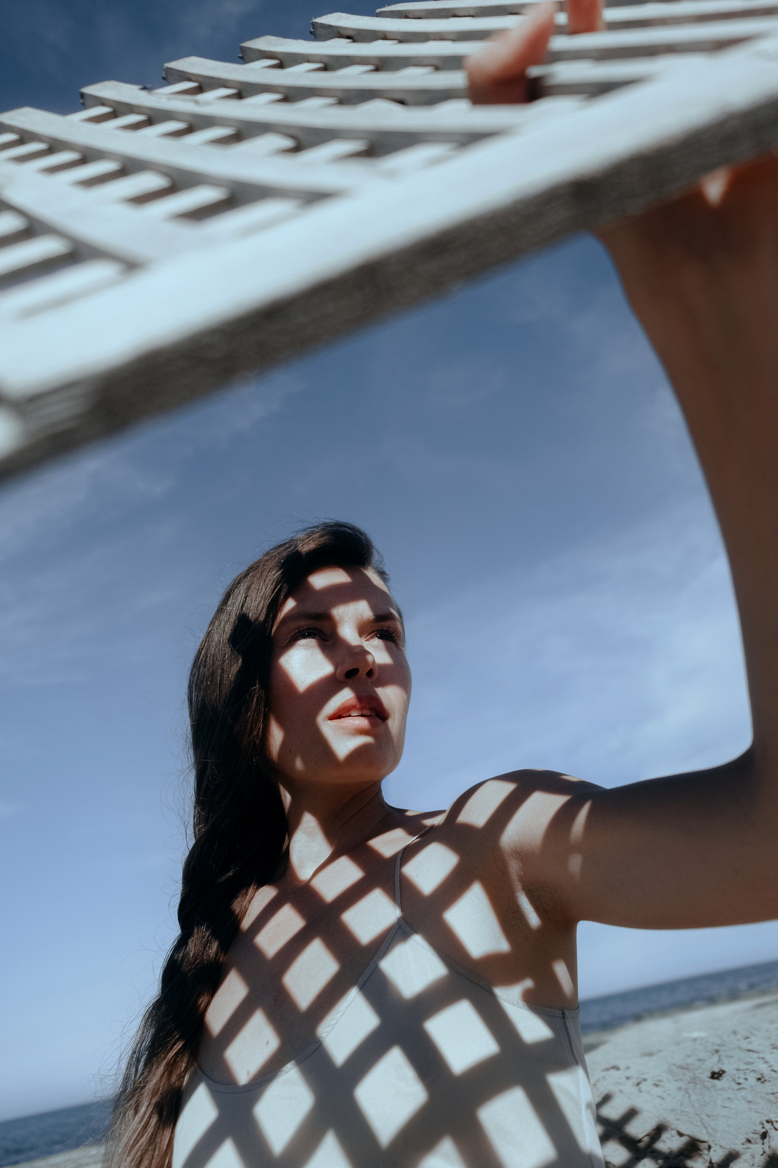 Conceptual photo session on a rocky beach