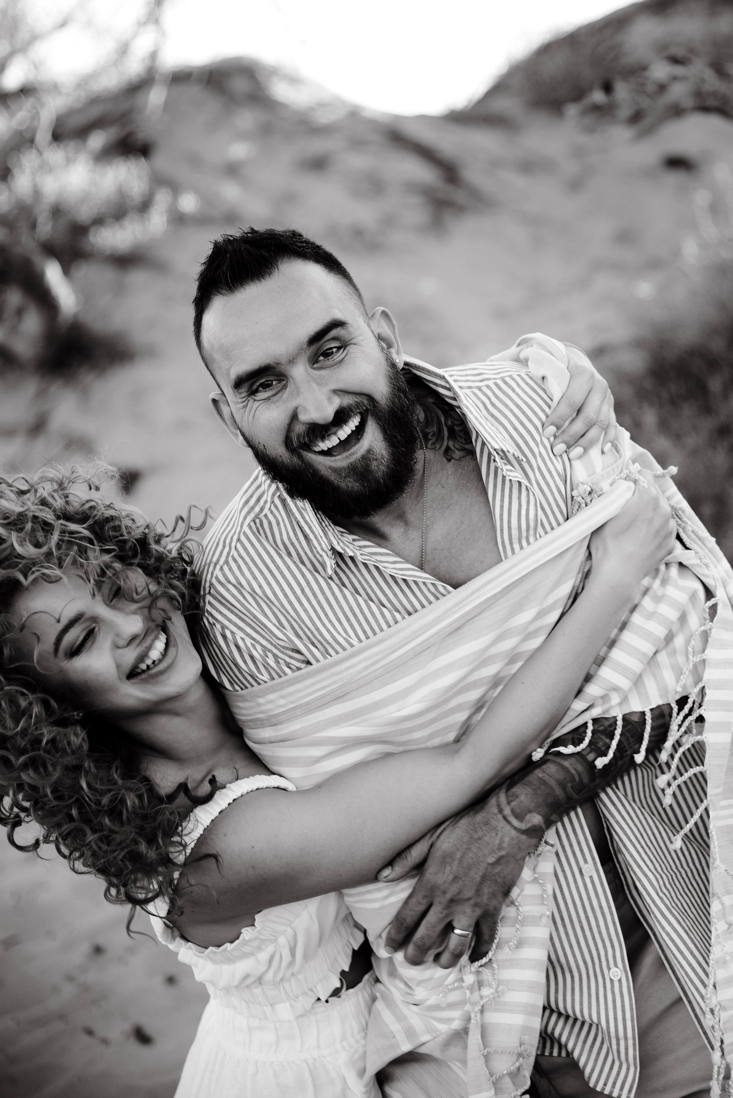 Love story on a wild beach in Spain