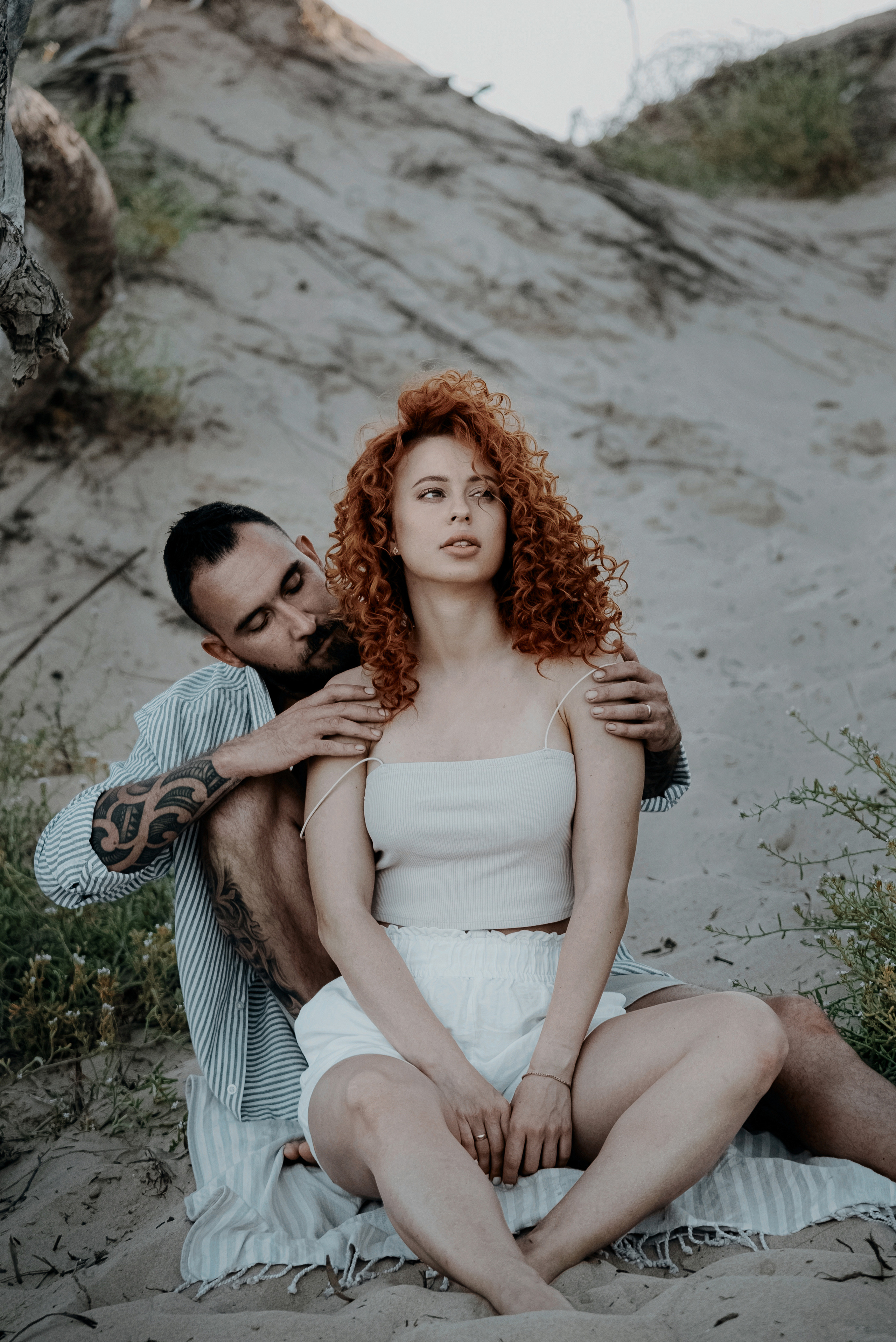 Love story on a wild beach in Spain