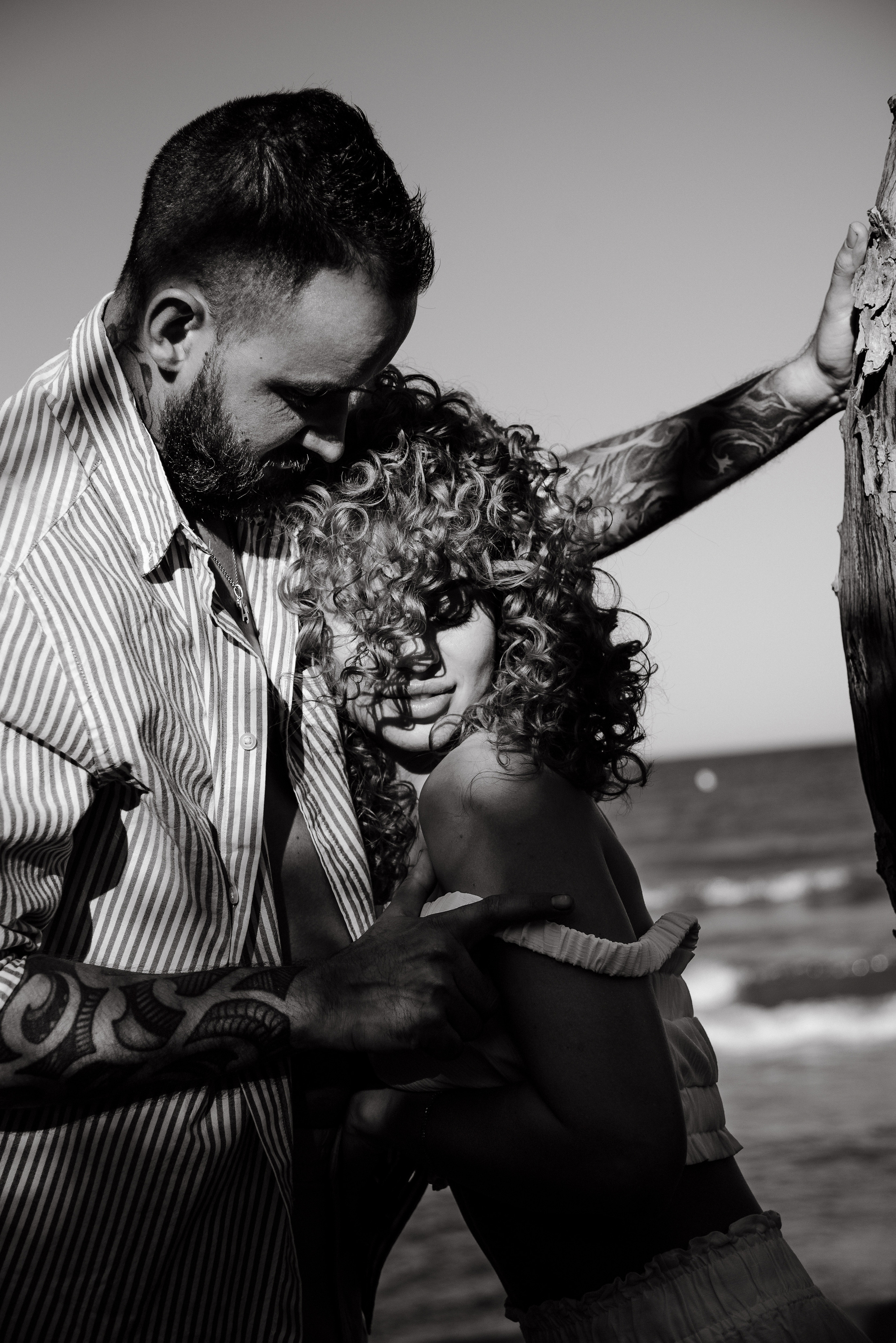 Love story on a wild beach in Spain