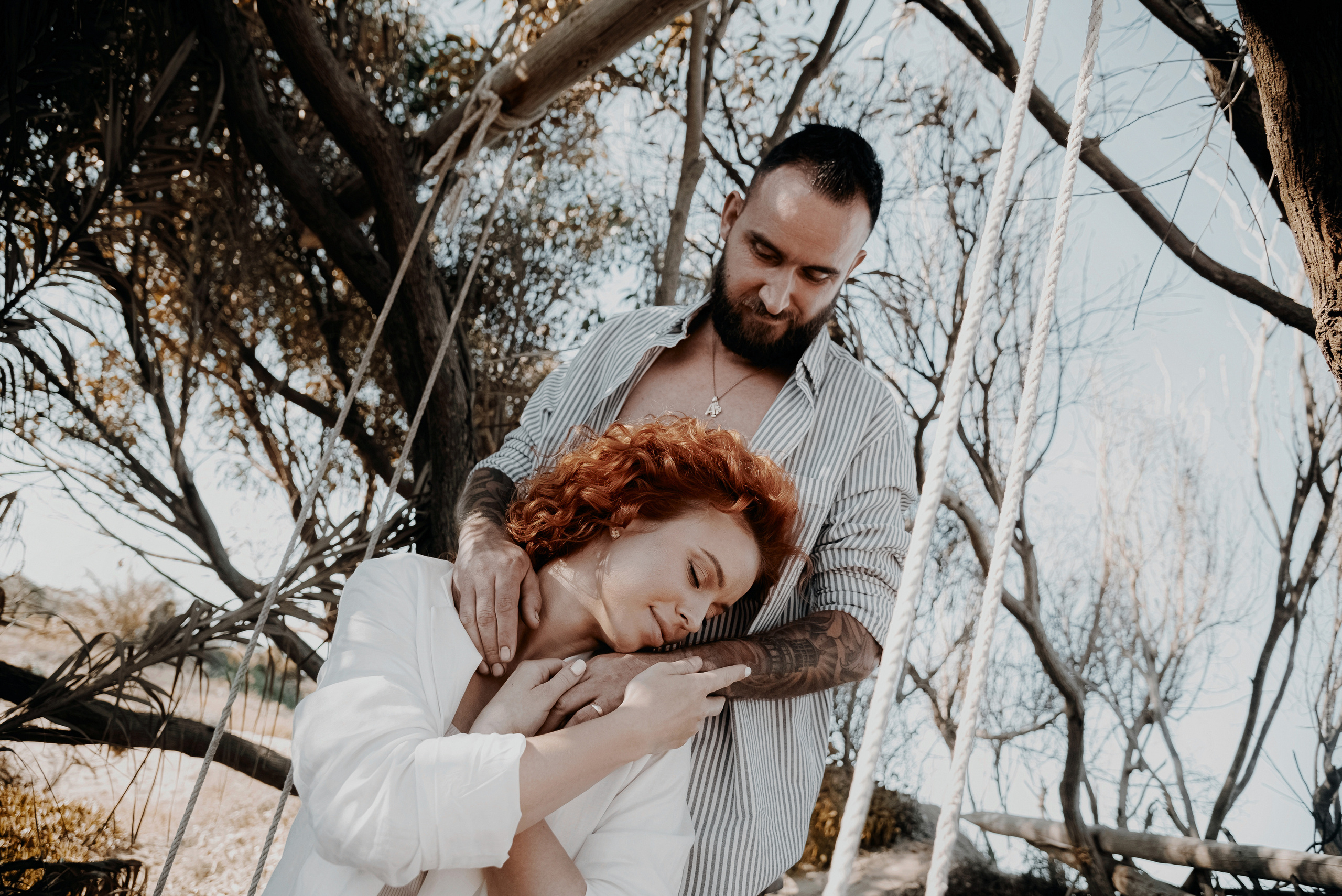 Love story on a wild beach in Spain