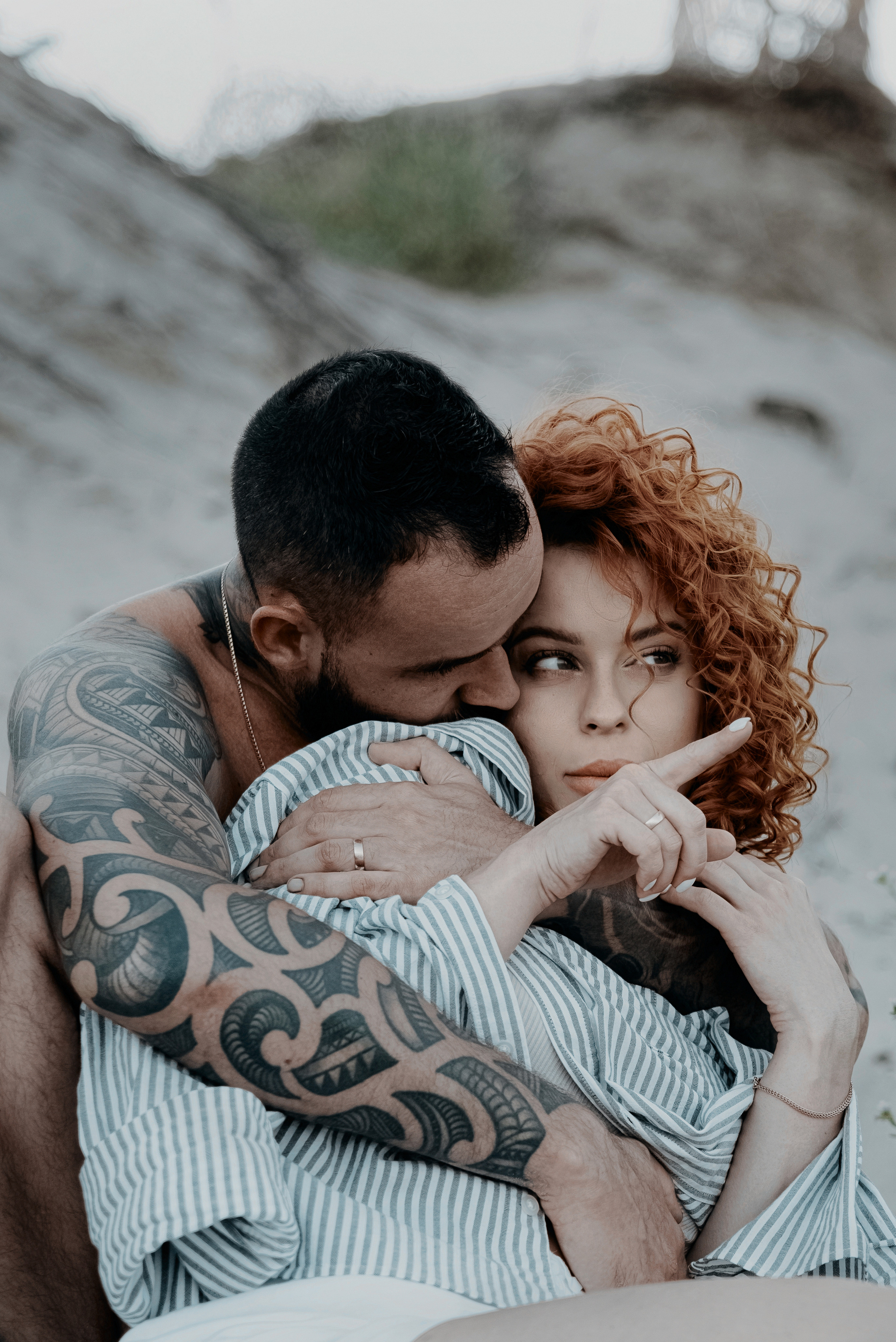 Love story on a wild beach in Spain