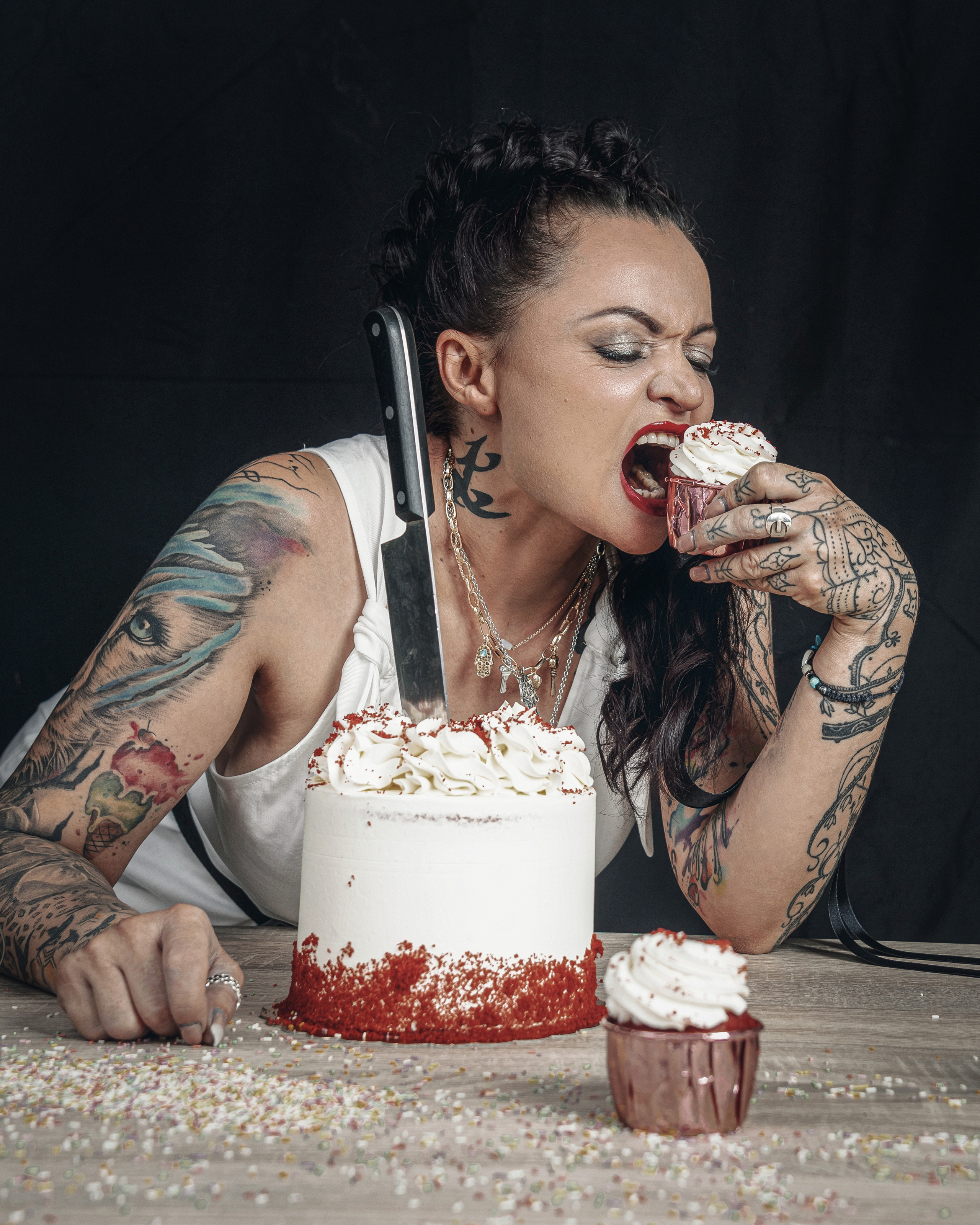 Creative studio photo session for a pastry chef in Spain