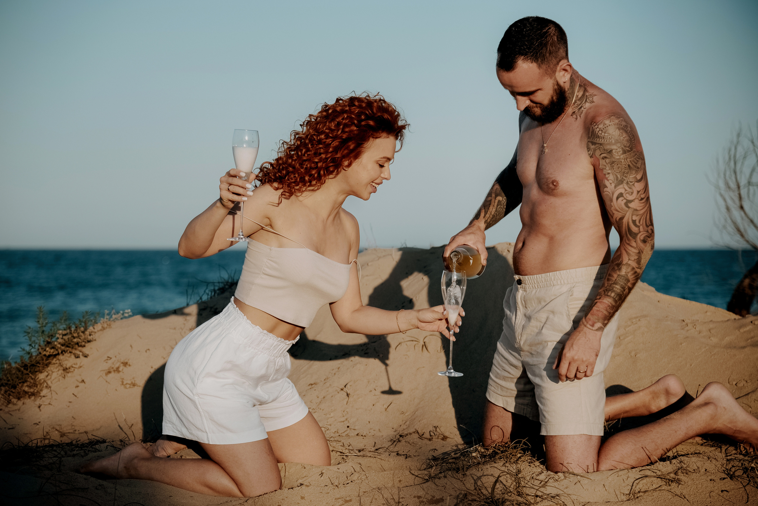 Love story on a wild beach in Spain