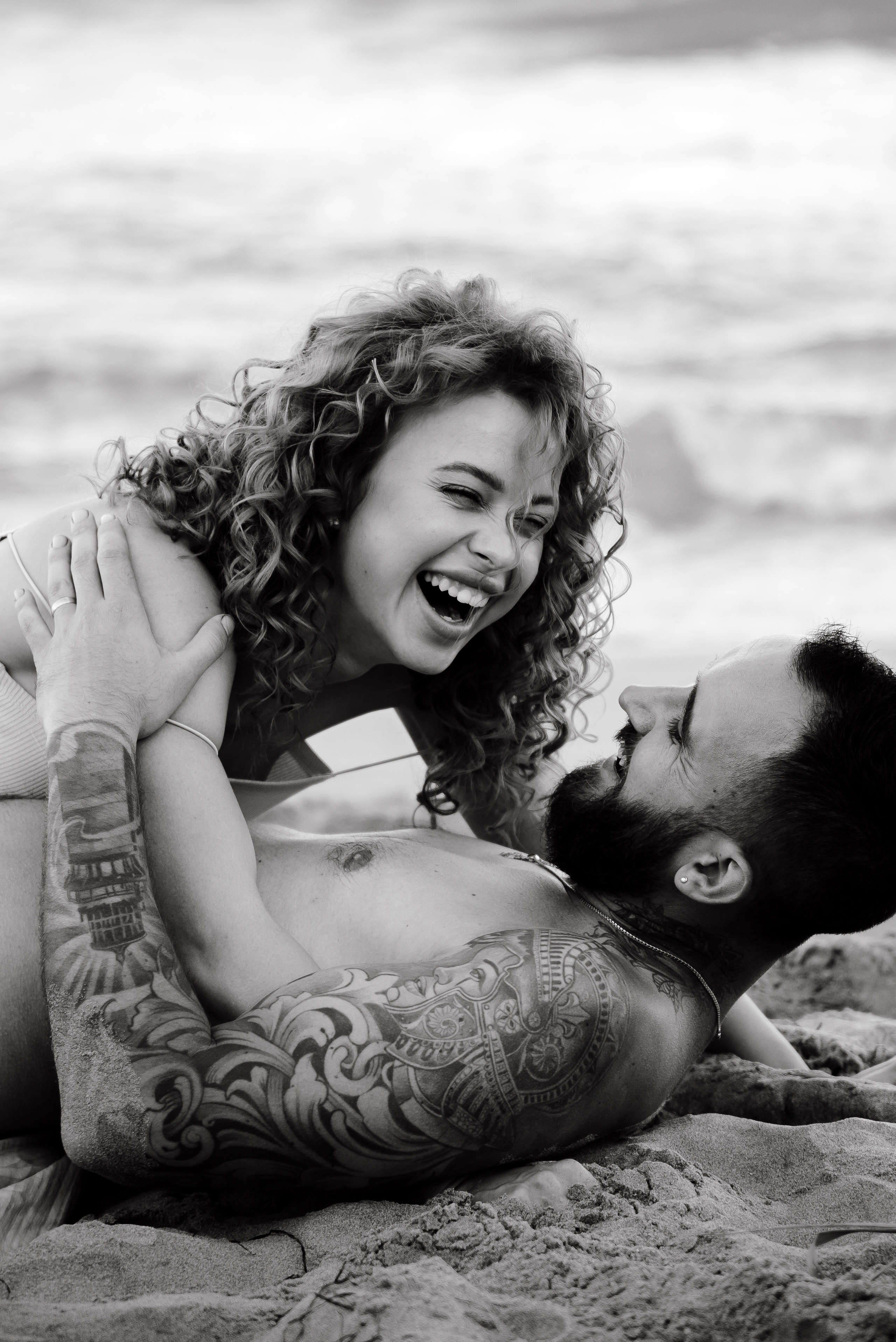 Love story on a wild beach in Spain