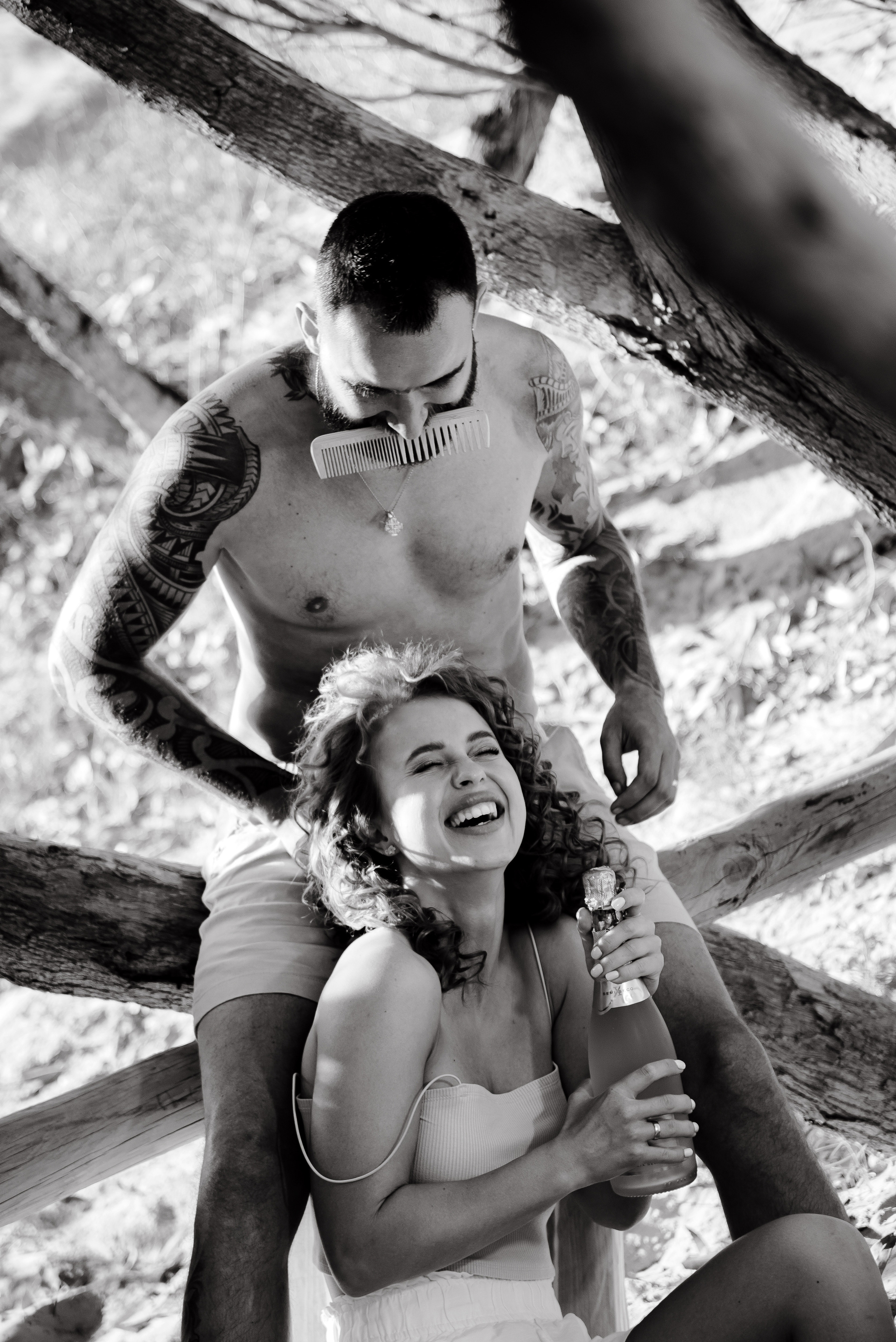 Love story on a wild beach in Spain