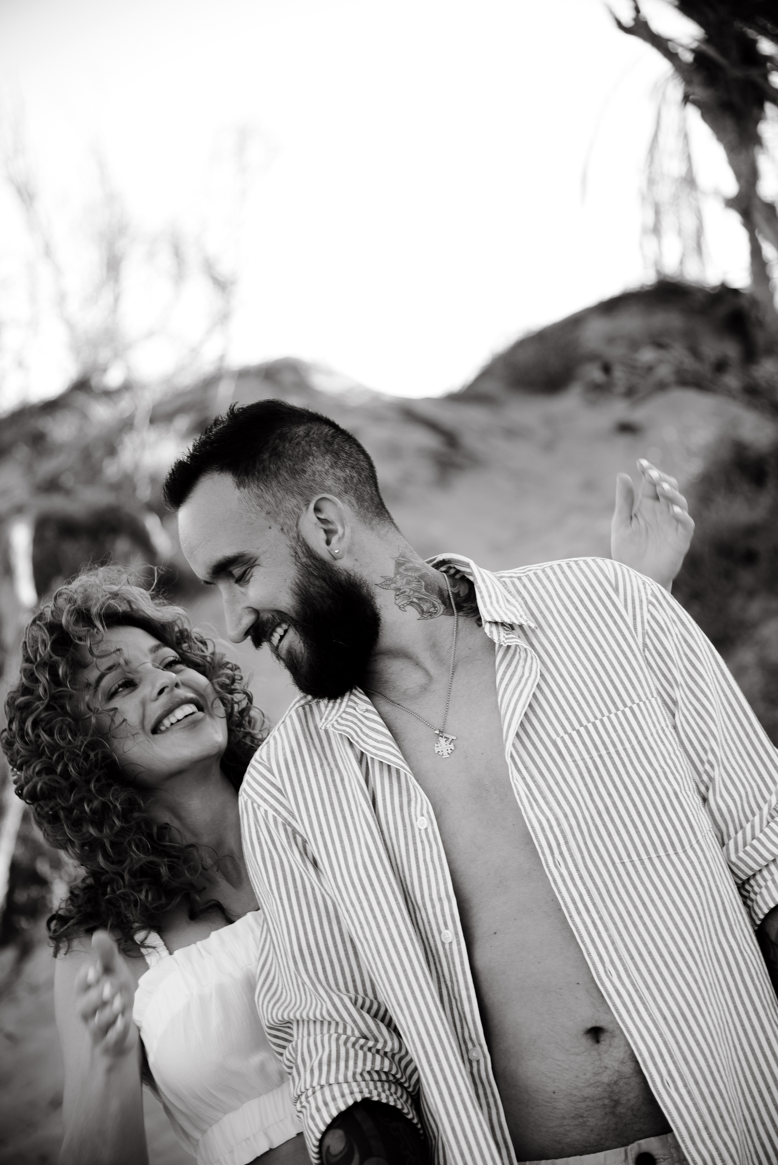 Love story on a wild beach in Spain