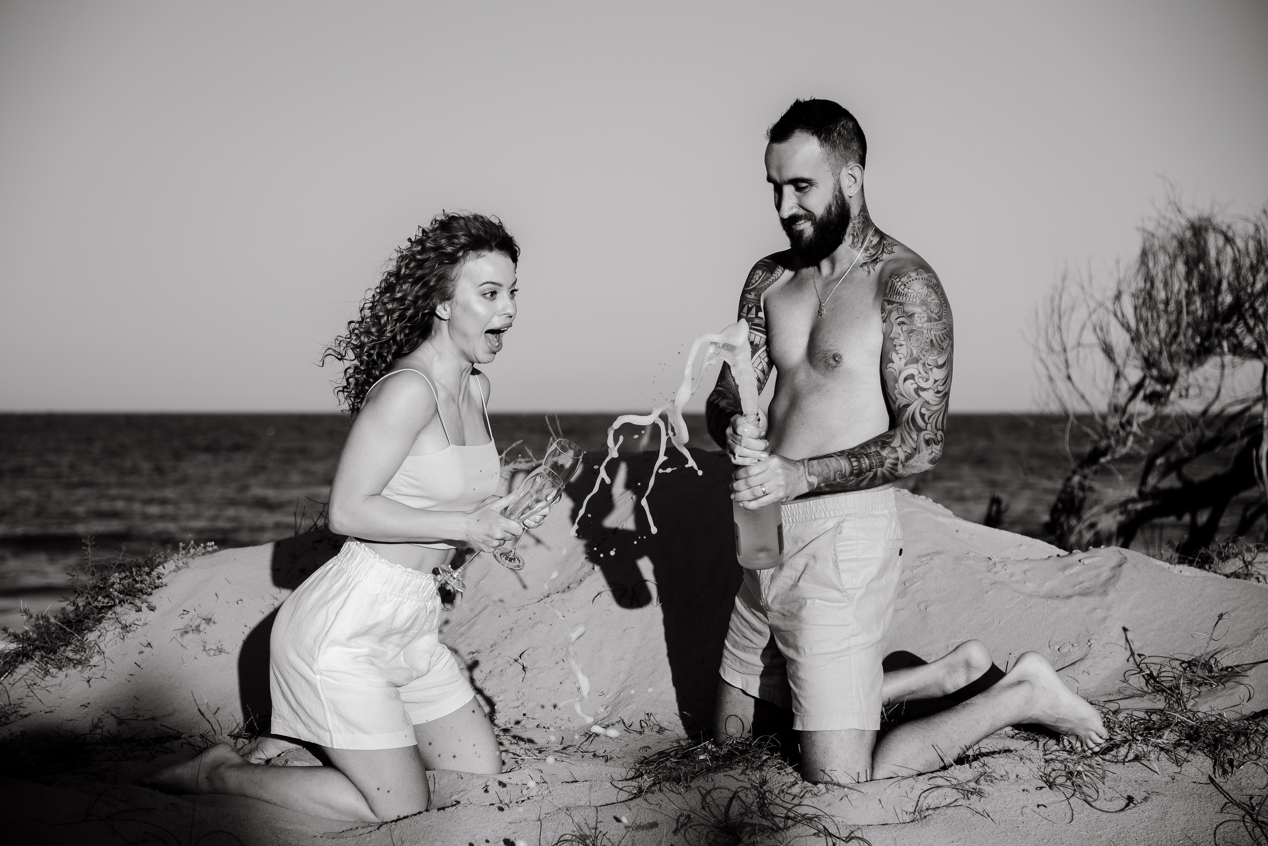 Love story on a wild beach in Spain