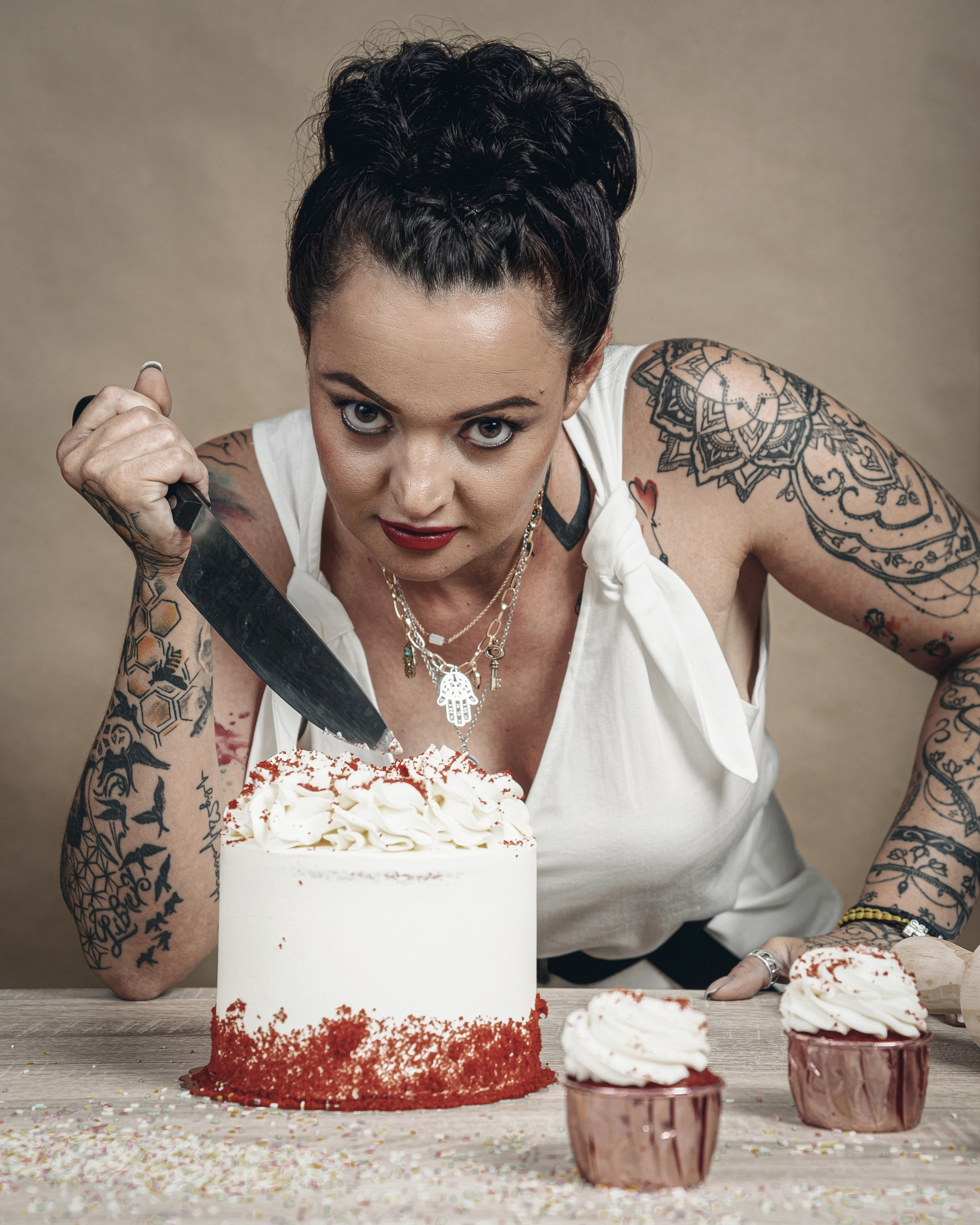 Creative studio photo session for a pastry chef in Spain