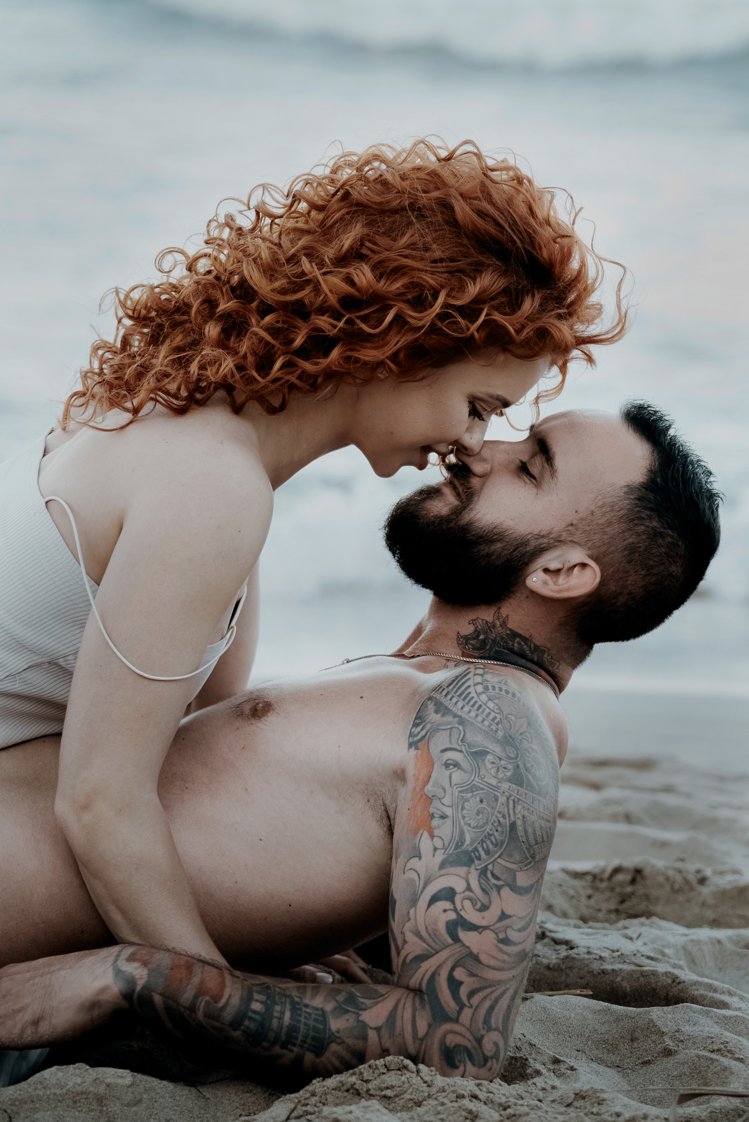 Love story on a wild beach in Spain