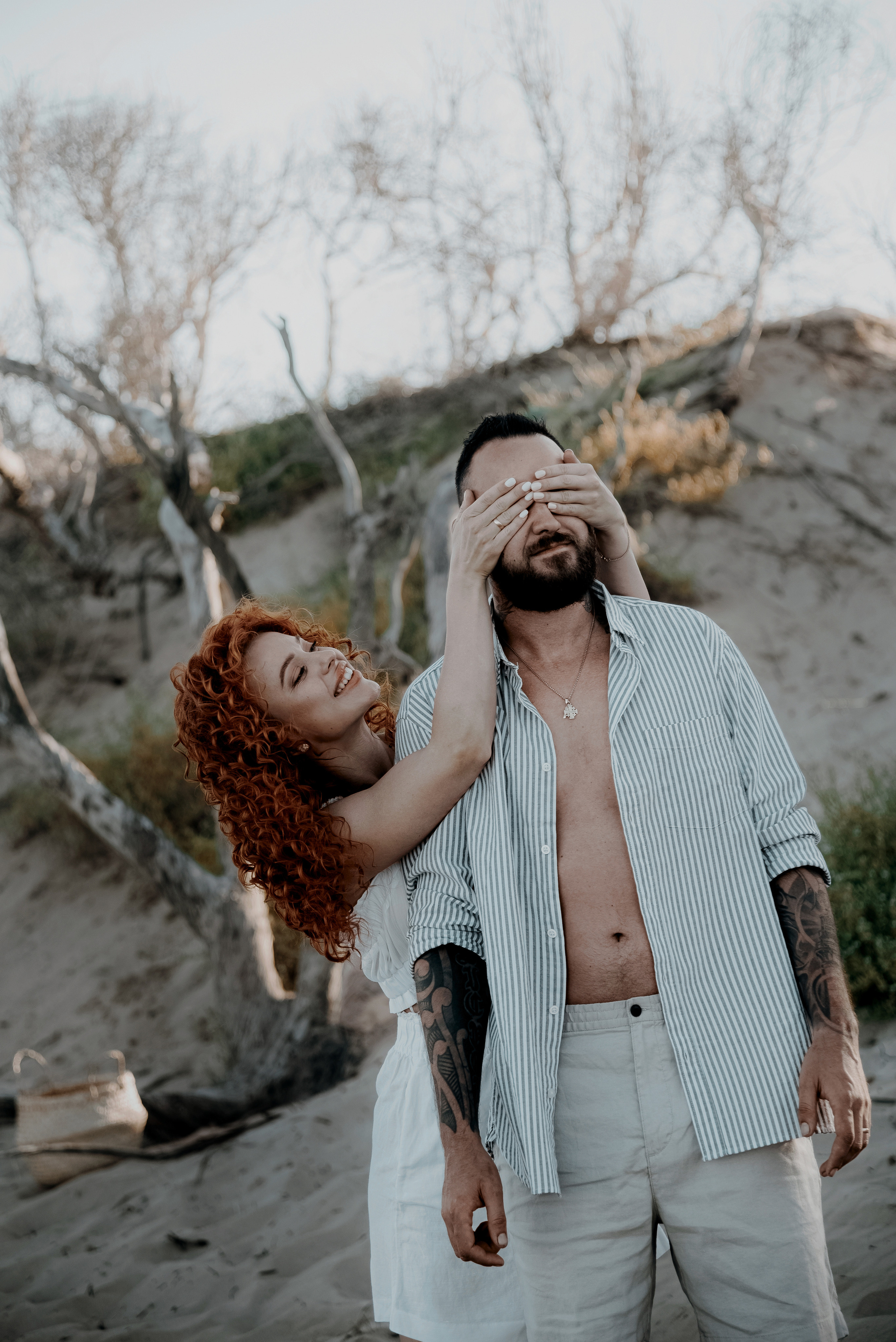 Love story on a wild beach in Spain