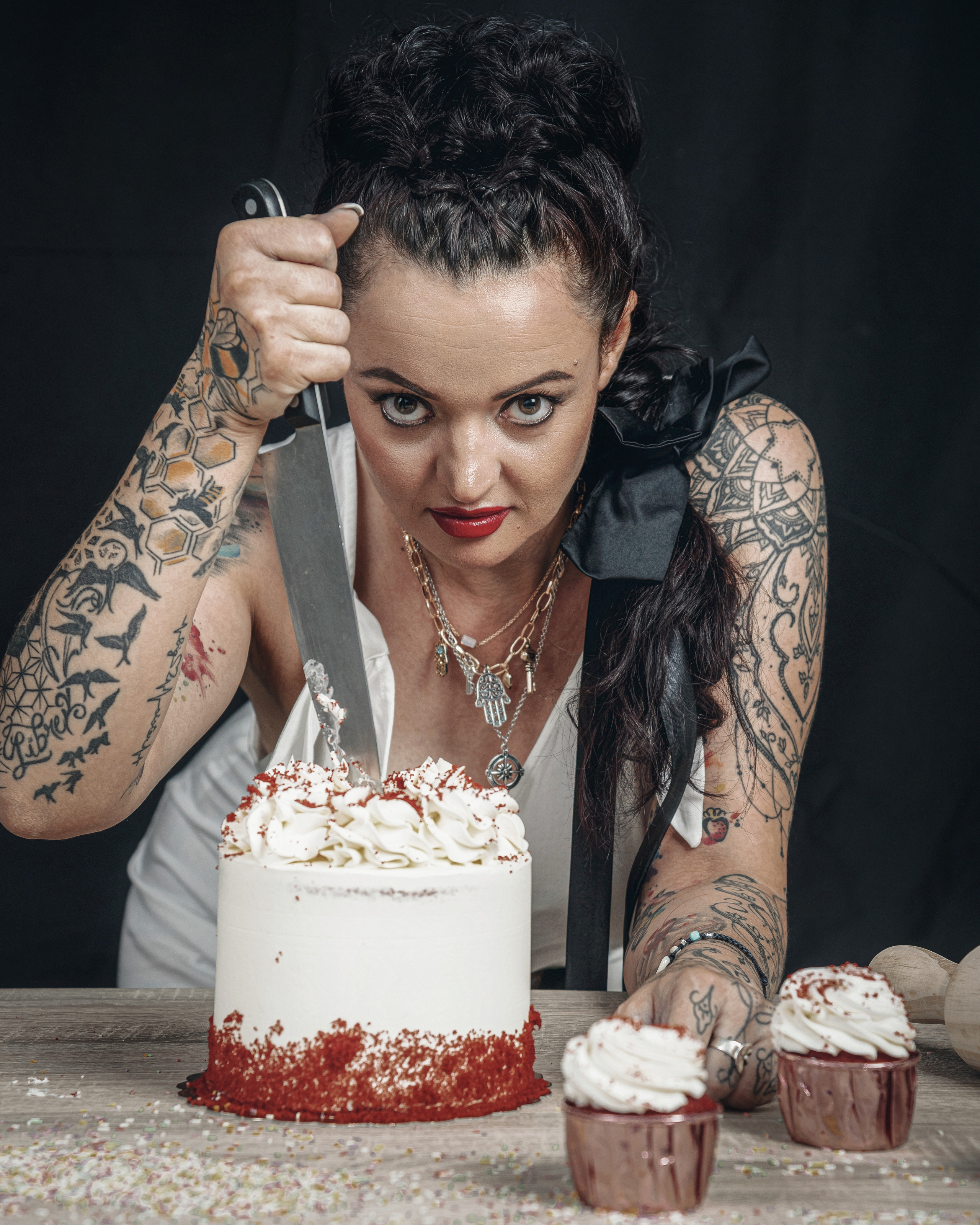 Creative studio photo session for a pastry chef in Spain