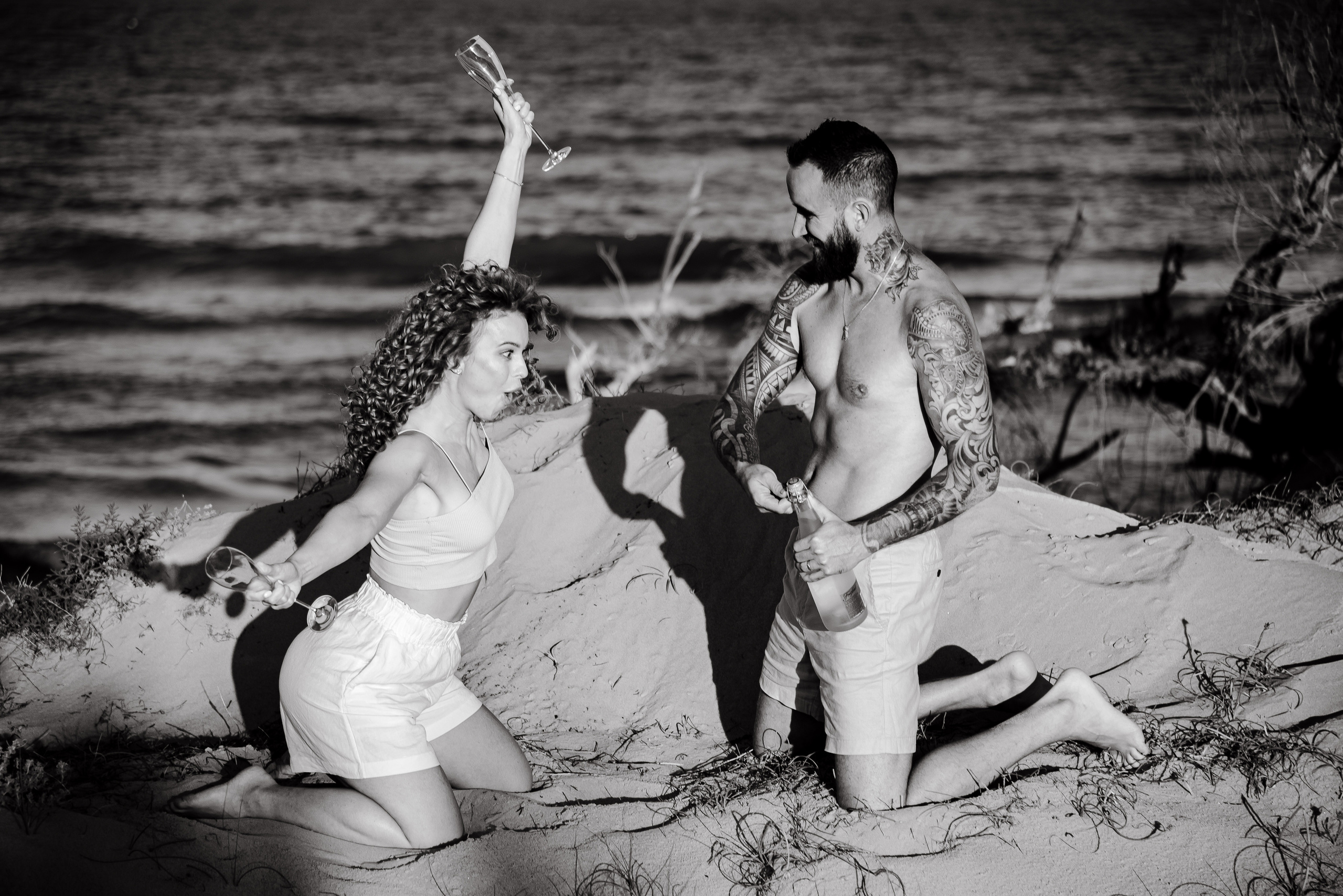 Love story on a wild beach in Spain