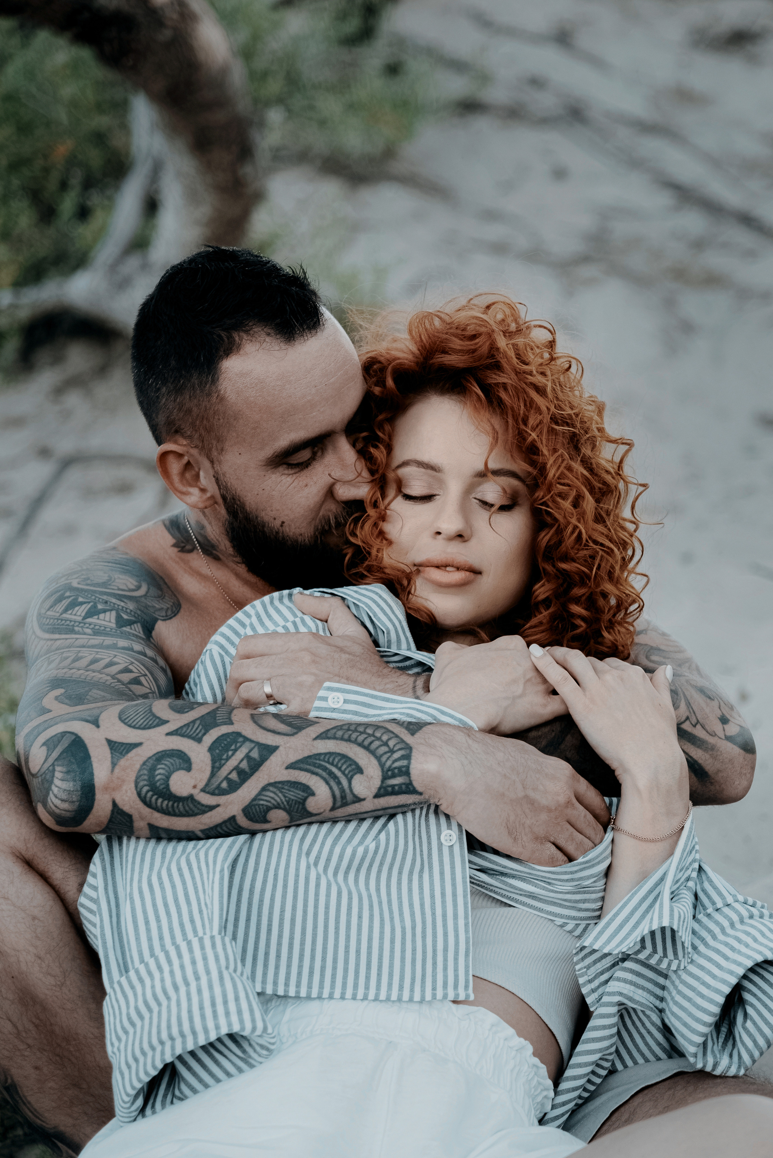 Love story on a wild beach in Spain