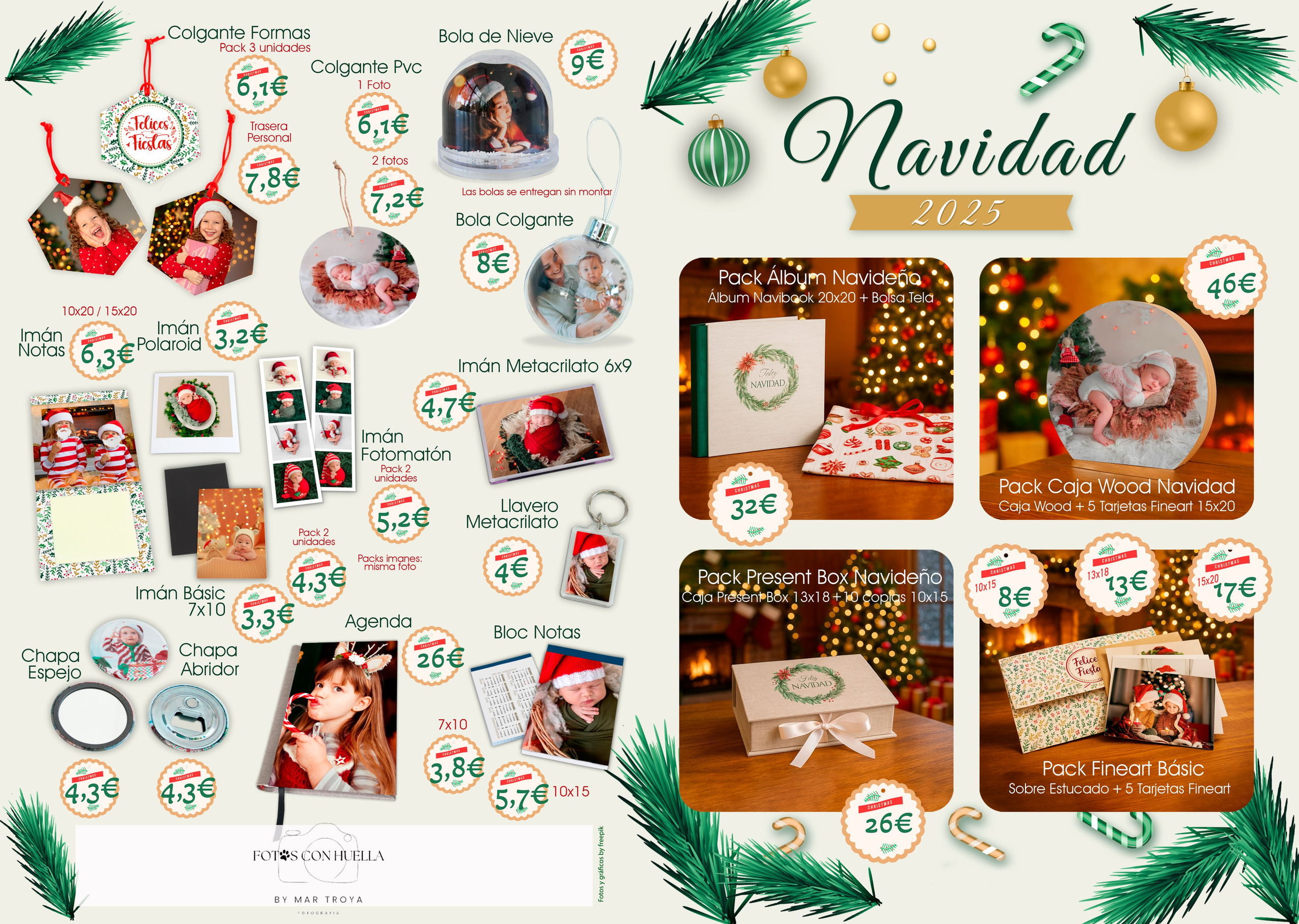 CatalogoNavidad2025precios. Fotos con huella, fotografía de perros y mascotas en Sevilla