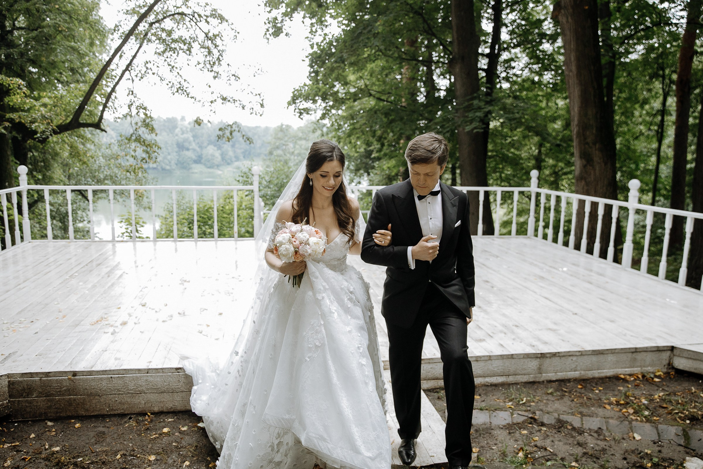 Bride walking down aisle, by Bude, Cornwall wedding photographer.