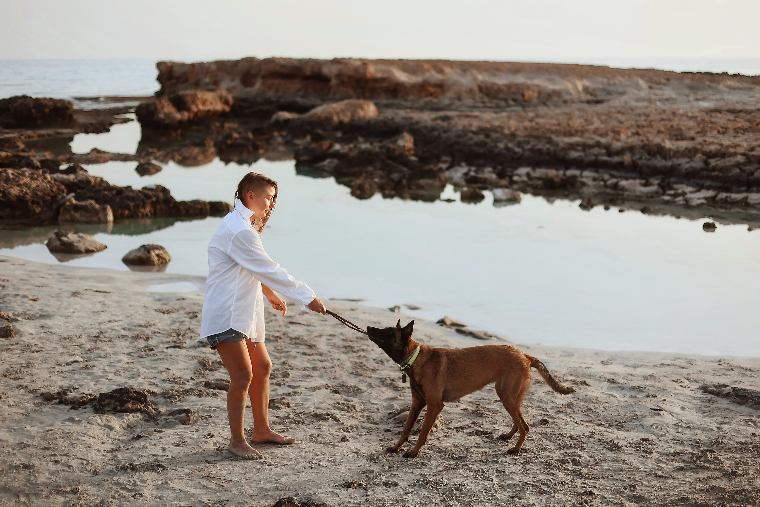 Photoshoot with a pet, Ayia Napa. May, 2022. Home