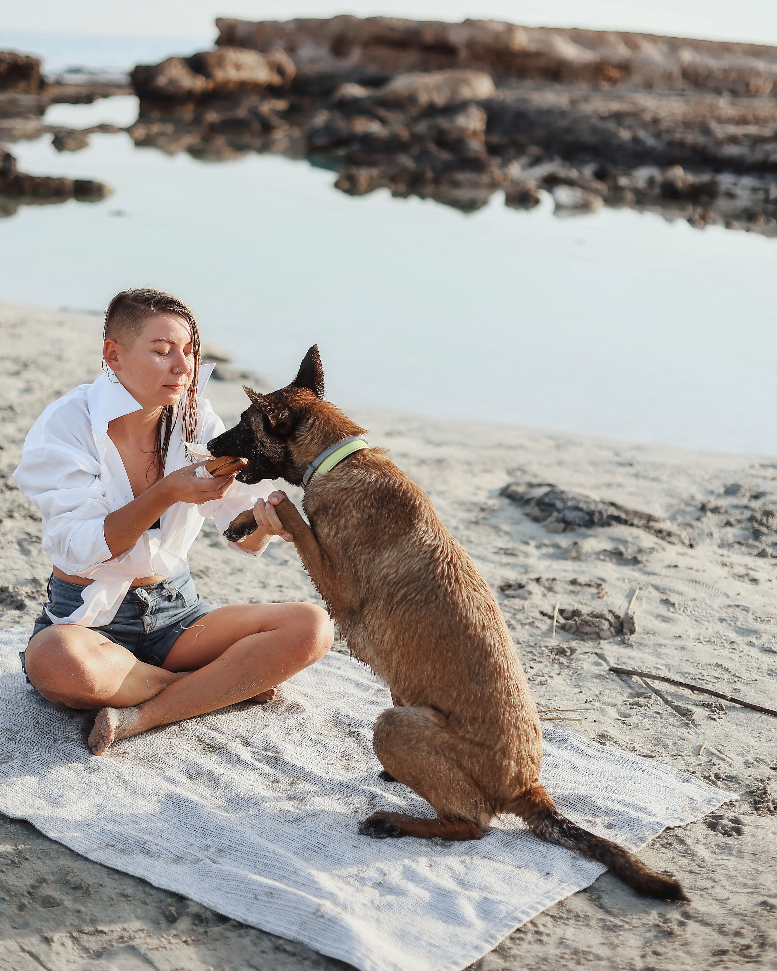 Photoshoot with a pet, Ayia Napa. May, 2022. Home