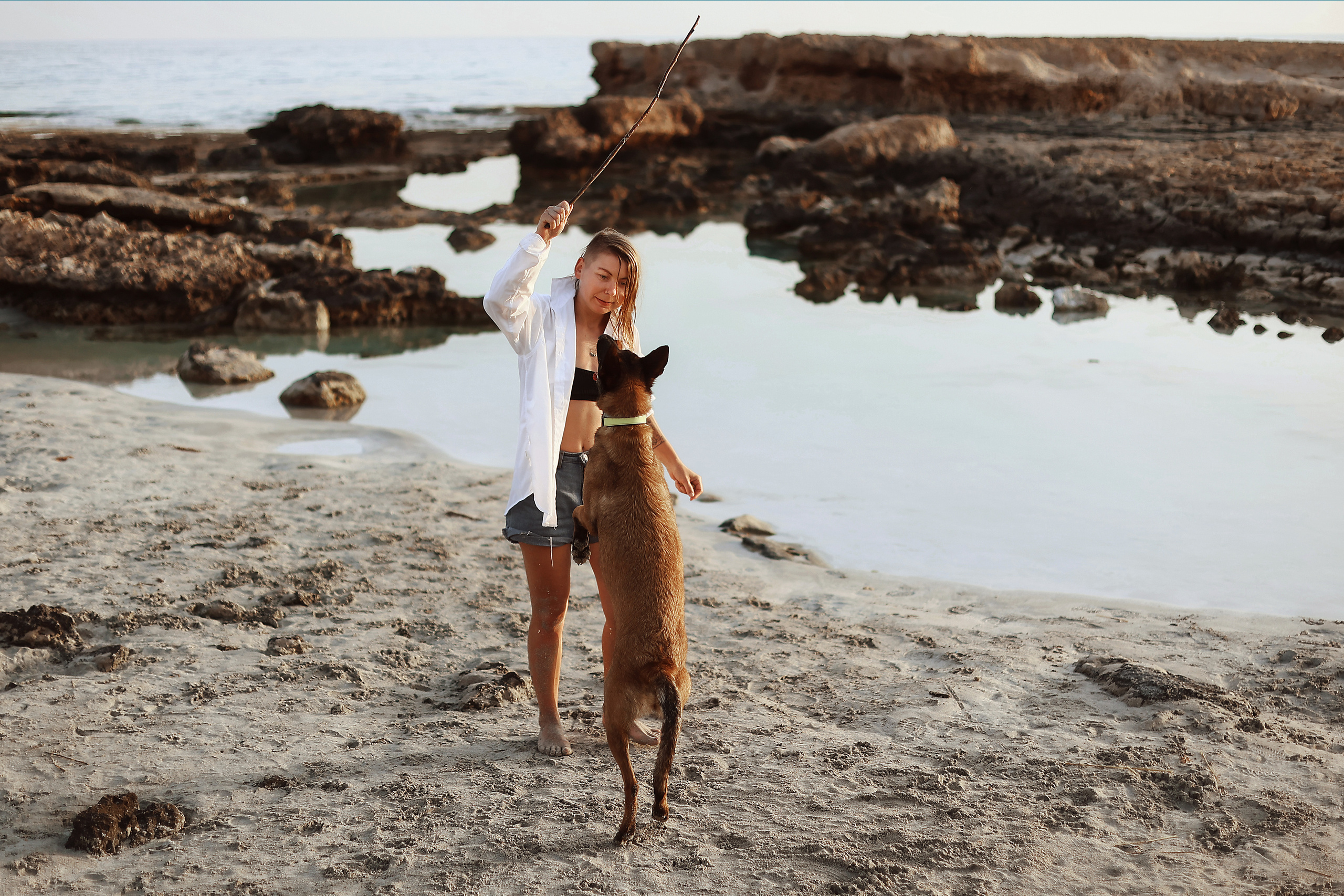 Photoshoot with a pet, Ayia Napa. May, 2022. Home