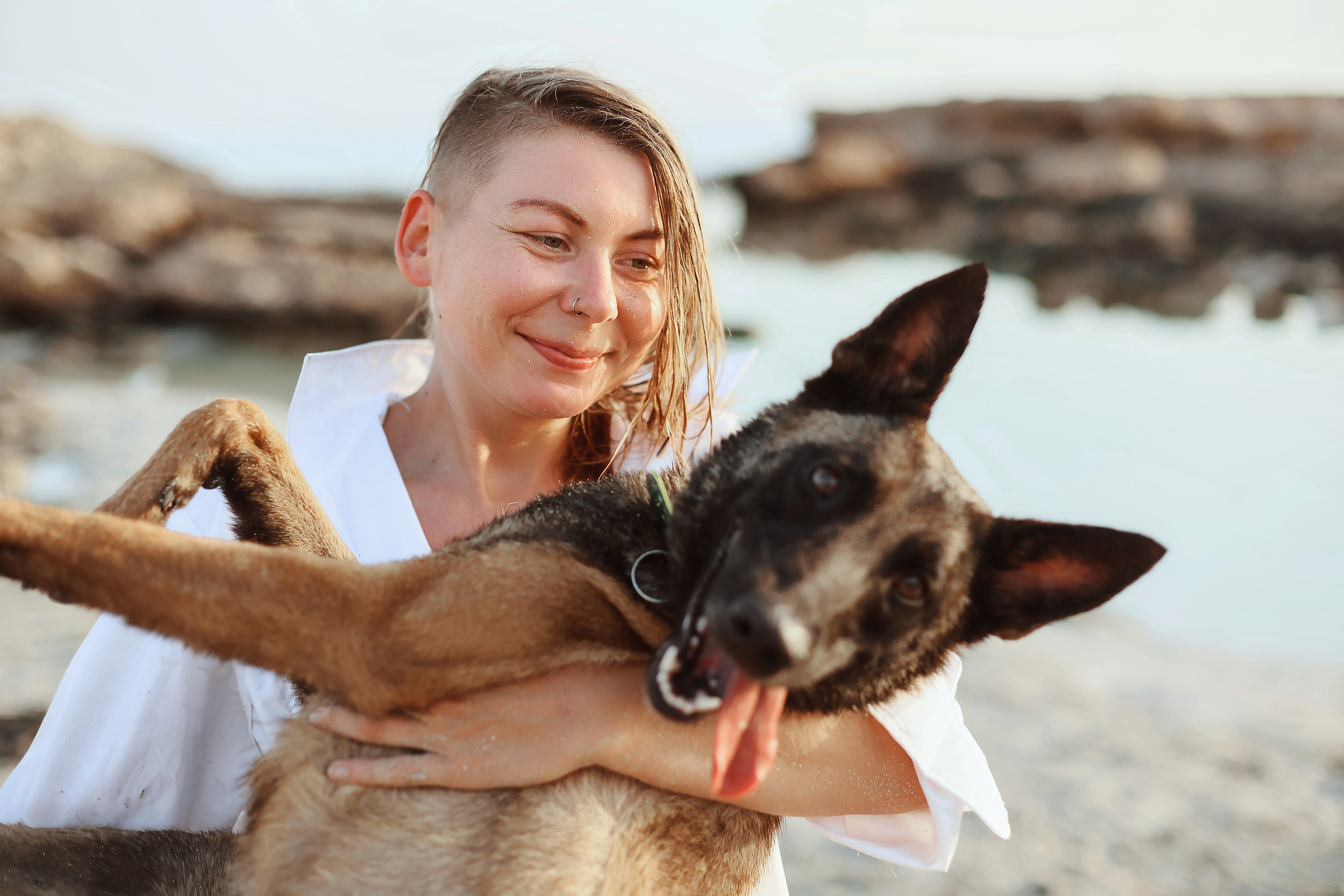 Photoshoot with a pet, Ayia Napa. May, 2022. Home