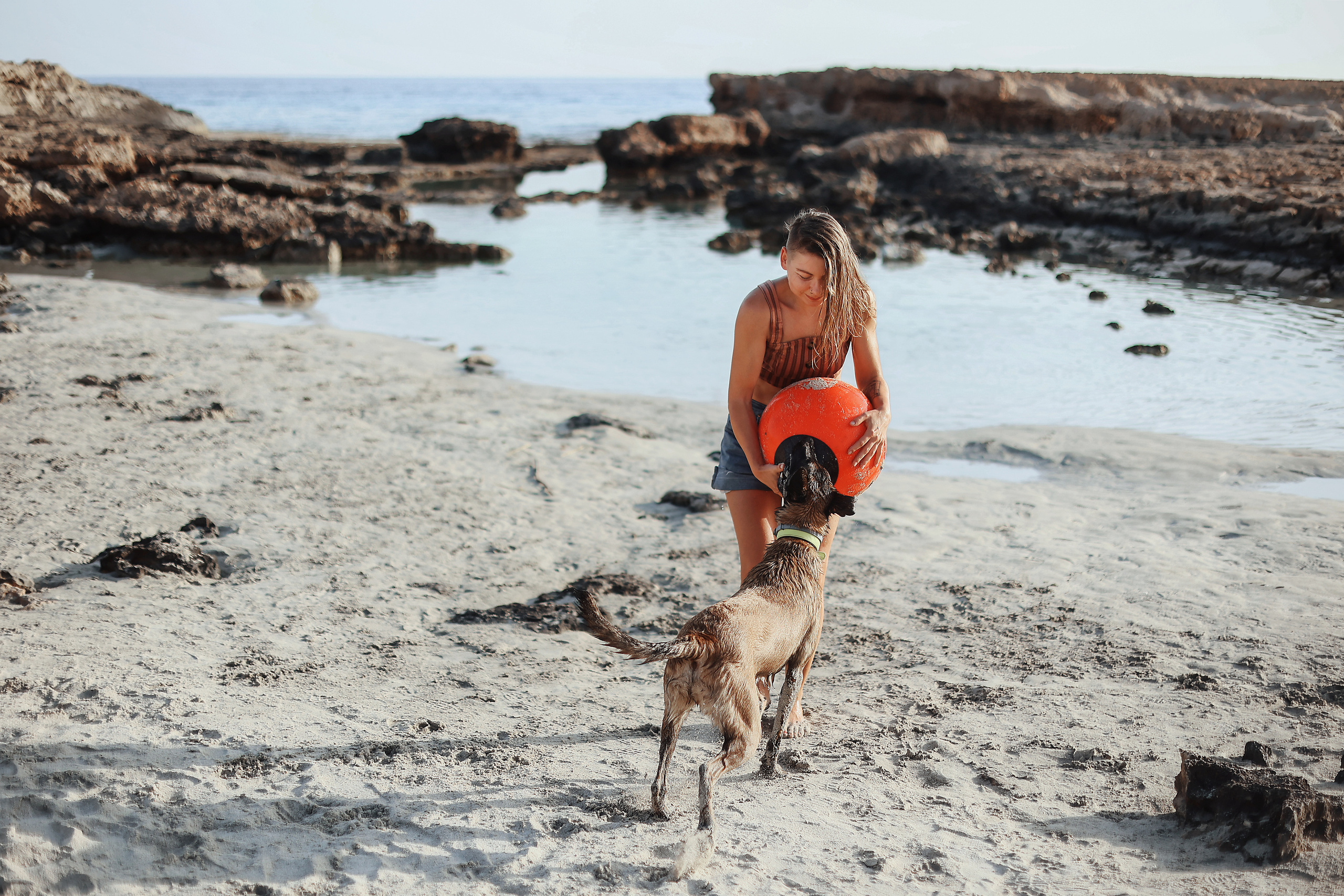Photoshoot with a pet, Ayia Napa. May, 2022. Home