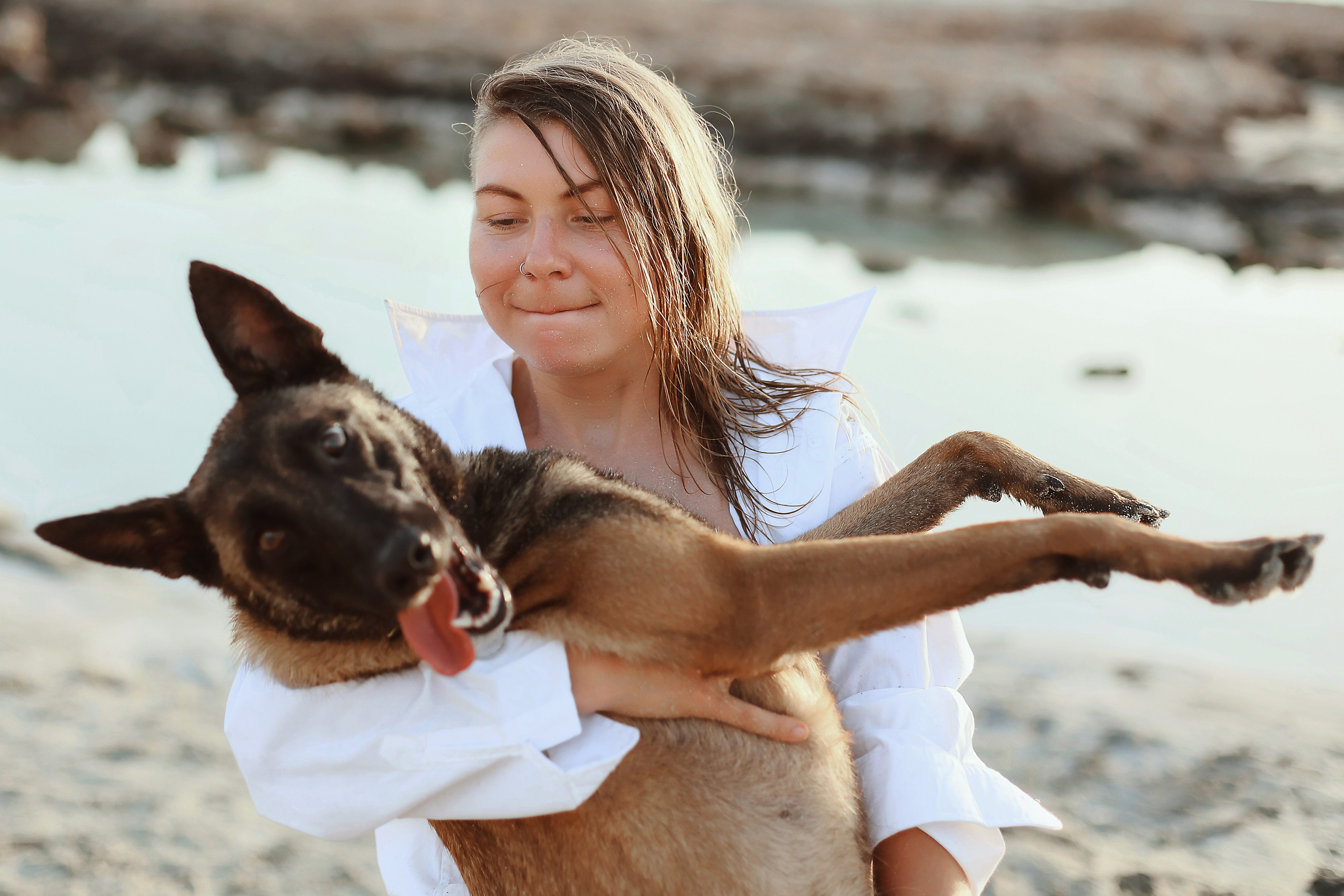 Photoshoot with a pet, Ayia Napa. May, 2022. Home
