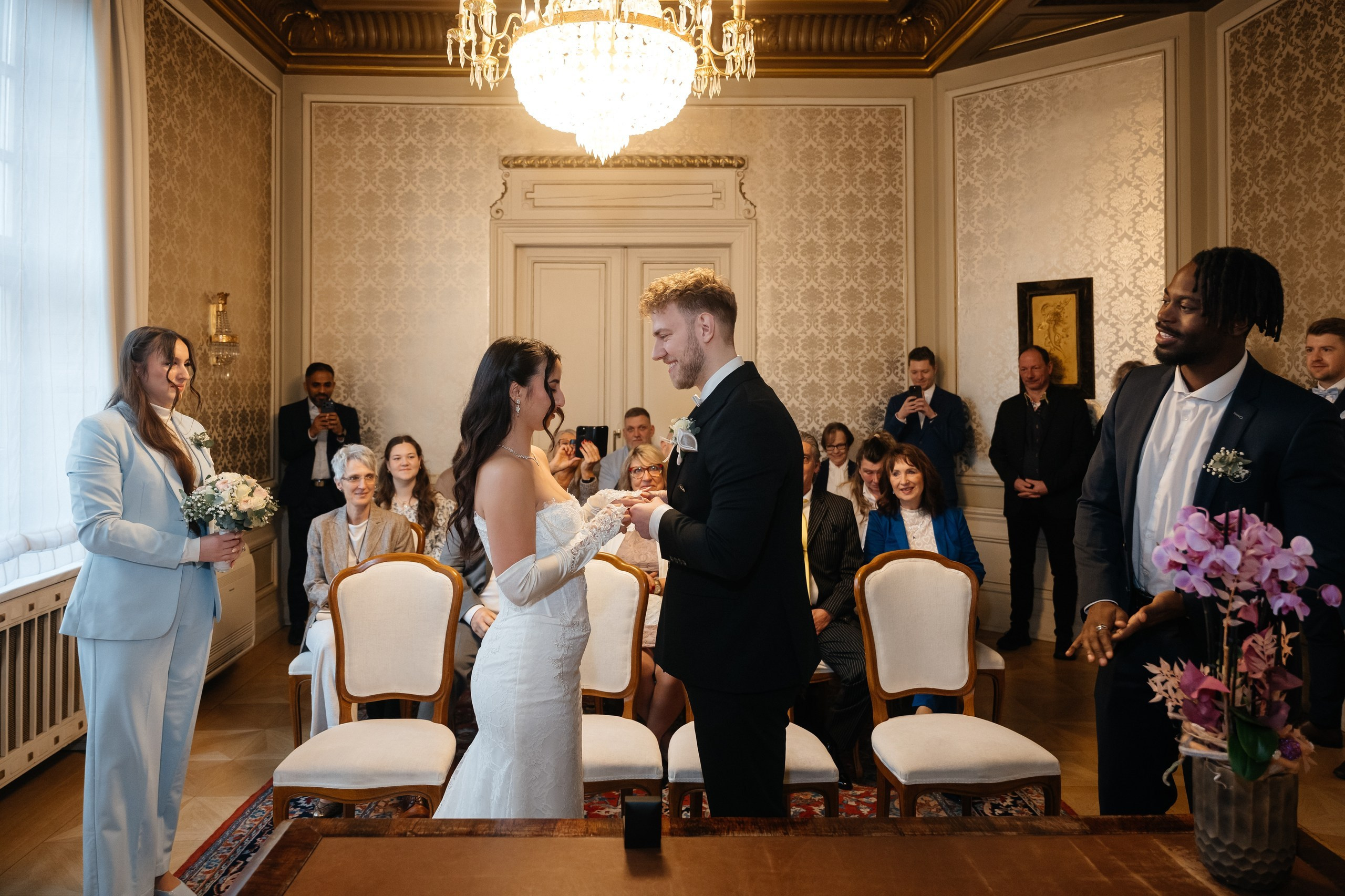 bridal couple ring exchange